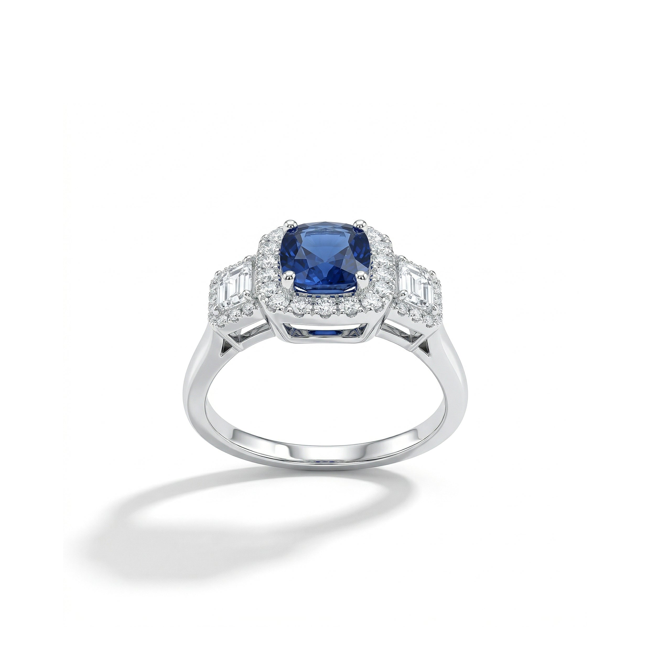 Natural Cushion Sapphire & Diamond Ring product image 2