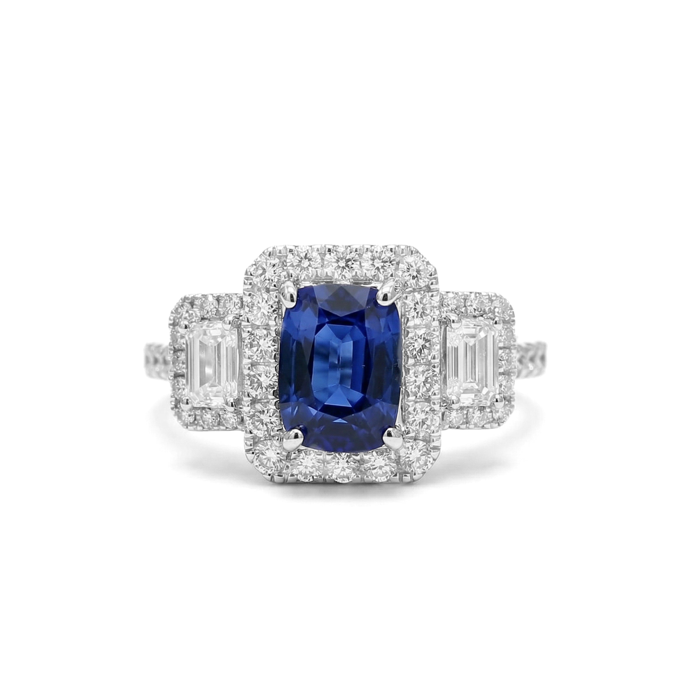 Natural Cushion Sapphire & Diamond Ring product image 1