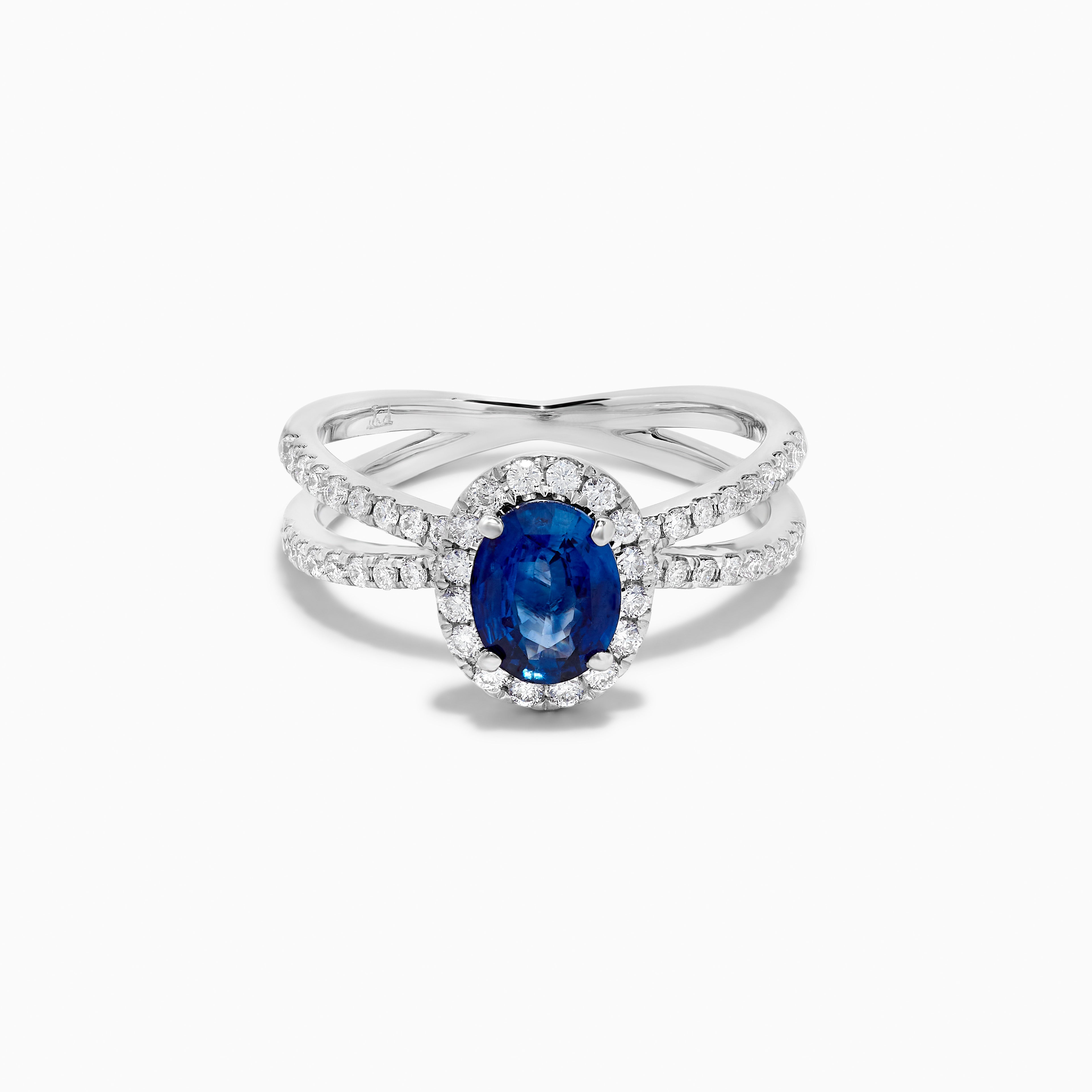 Oval Blue Sapphire and White Diamond Cocktail Ring JRC147GX