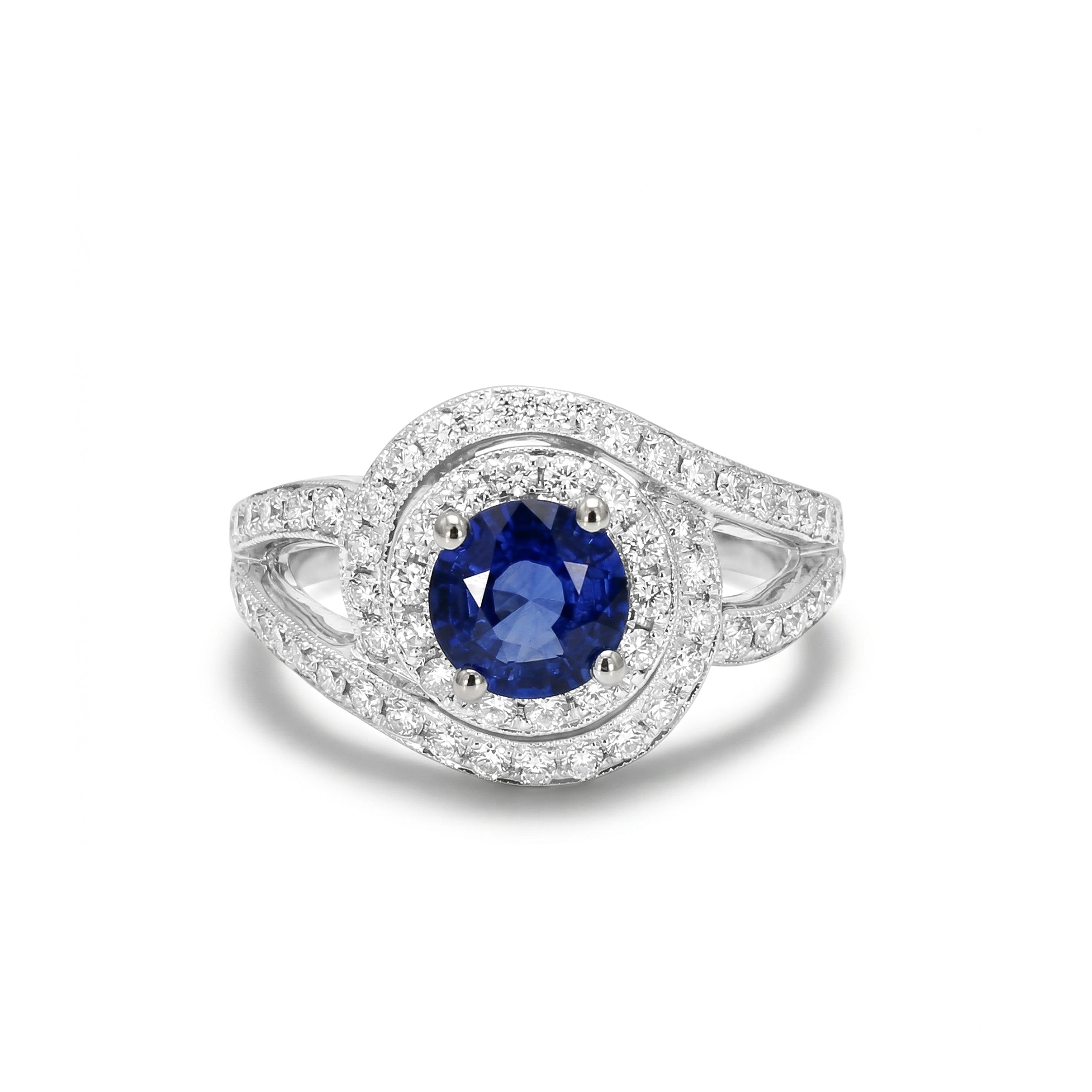 Natural Round Sapphire & Diamond Ring product image 1