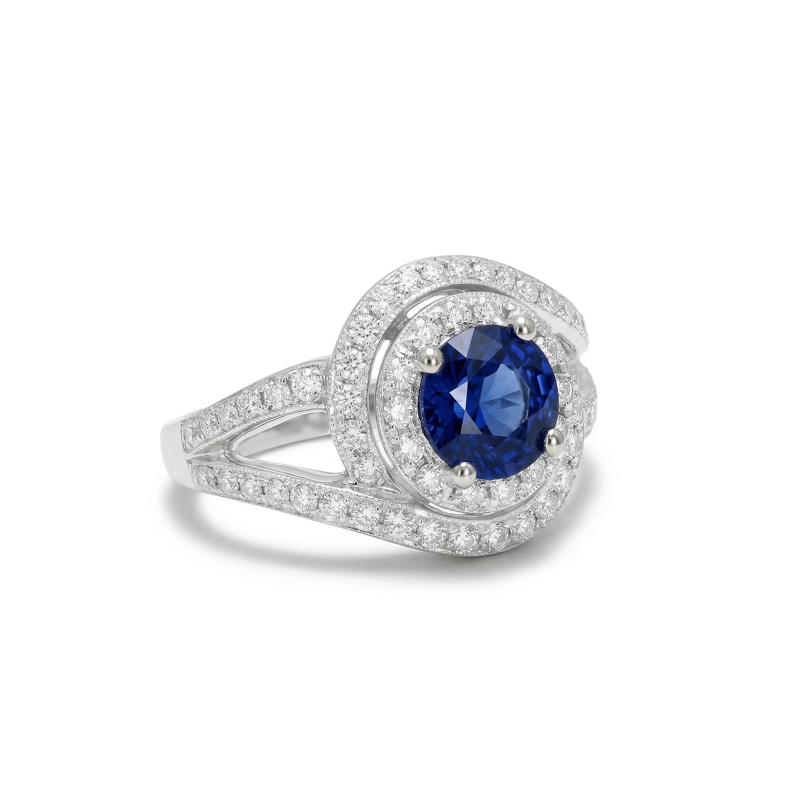 Natural Round Sapphire & Diamond Ring product image 2