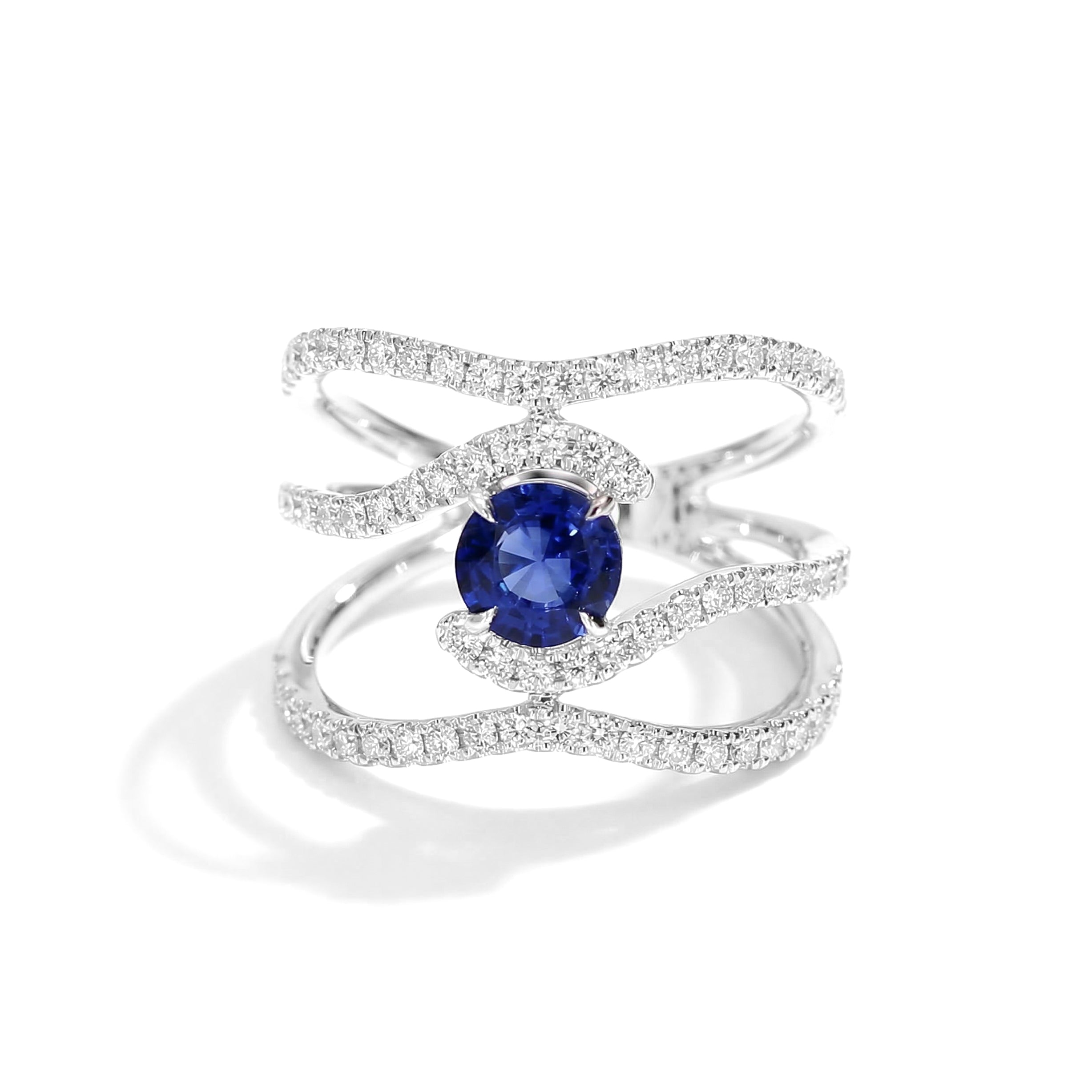 Natural Sapphire & Diamond Spiral Ring product image 1