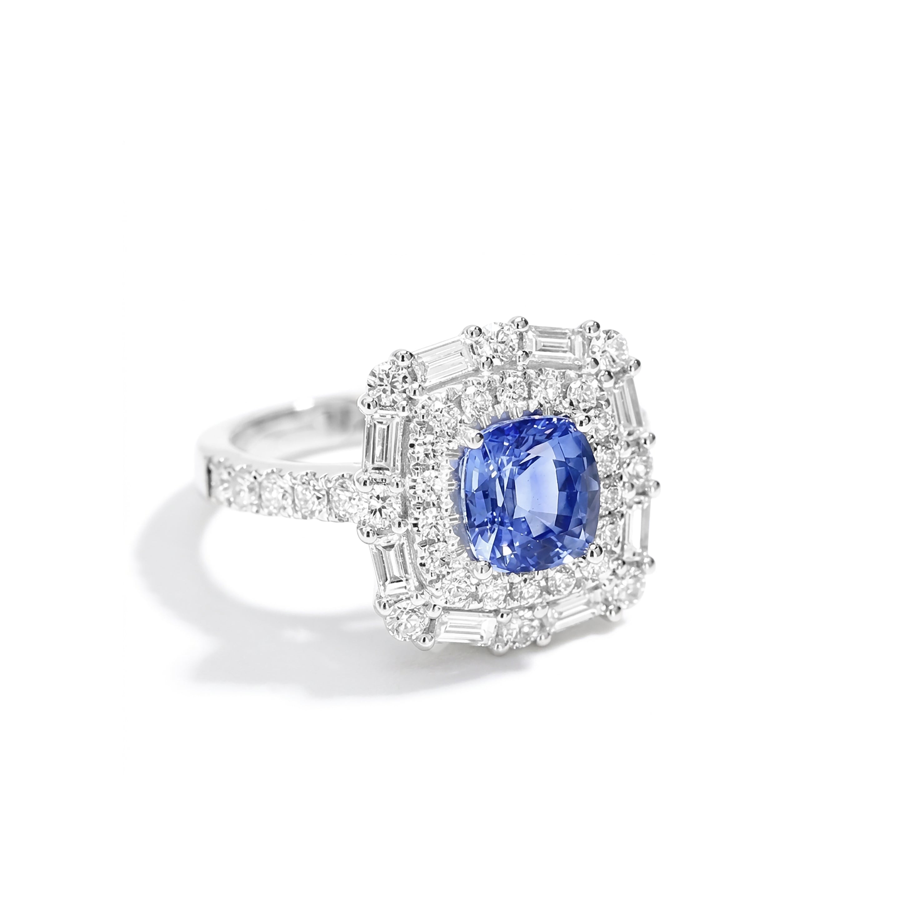 Natural Cushion Sapphire & Diamond Ring product image 2