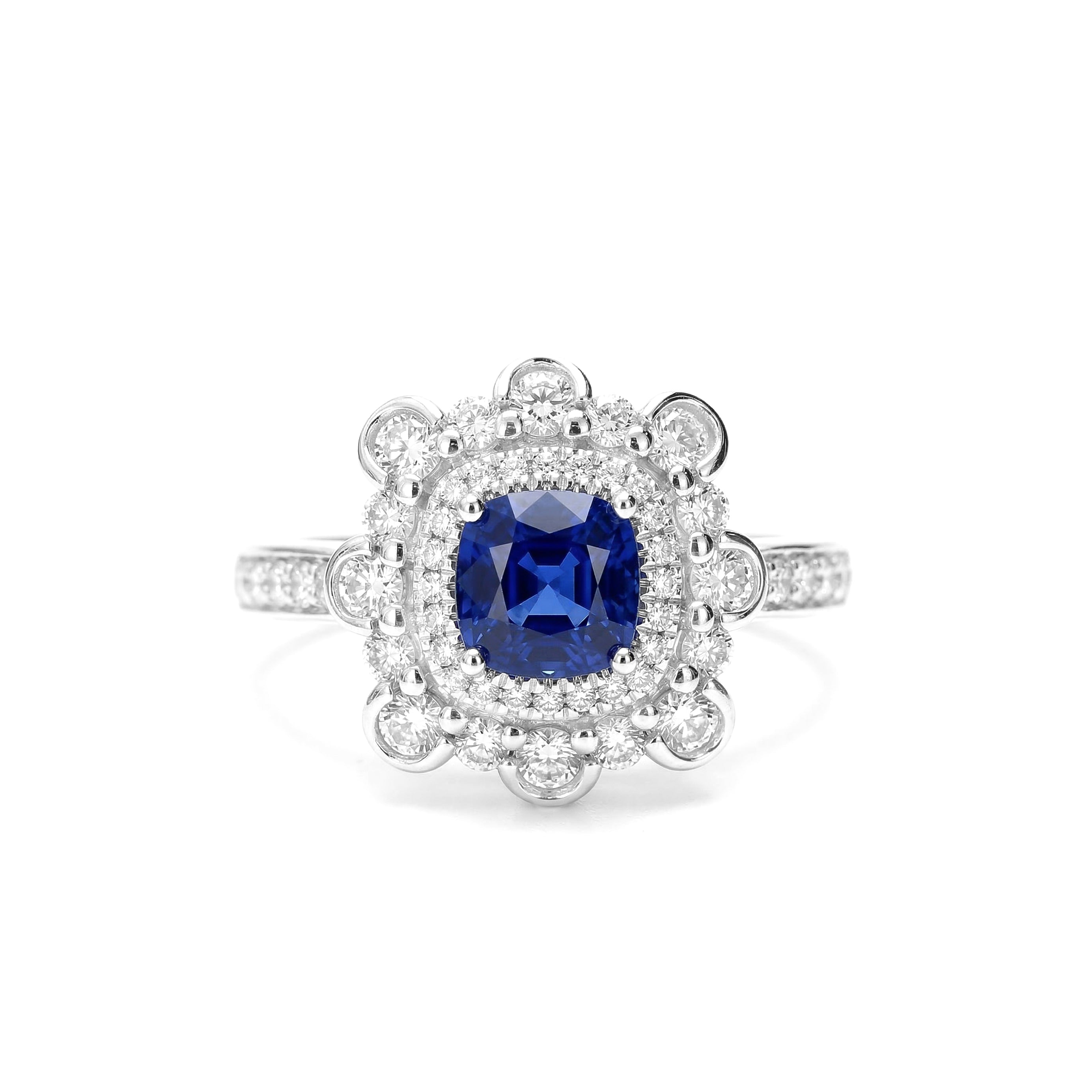 Natural Cushion Sapphire & Diamond Ring product image 1