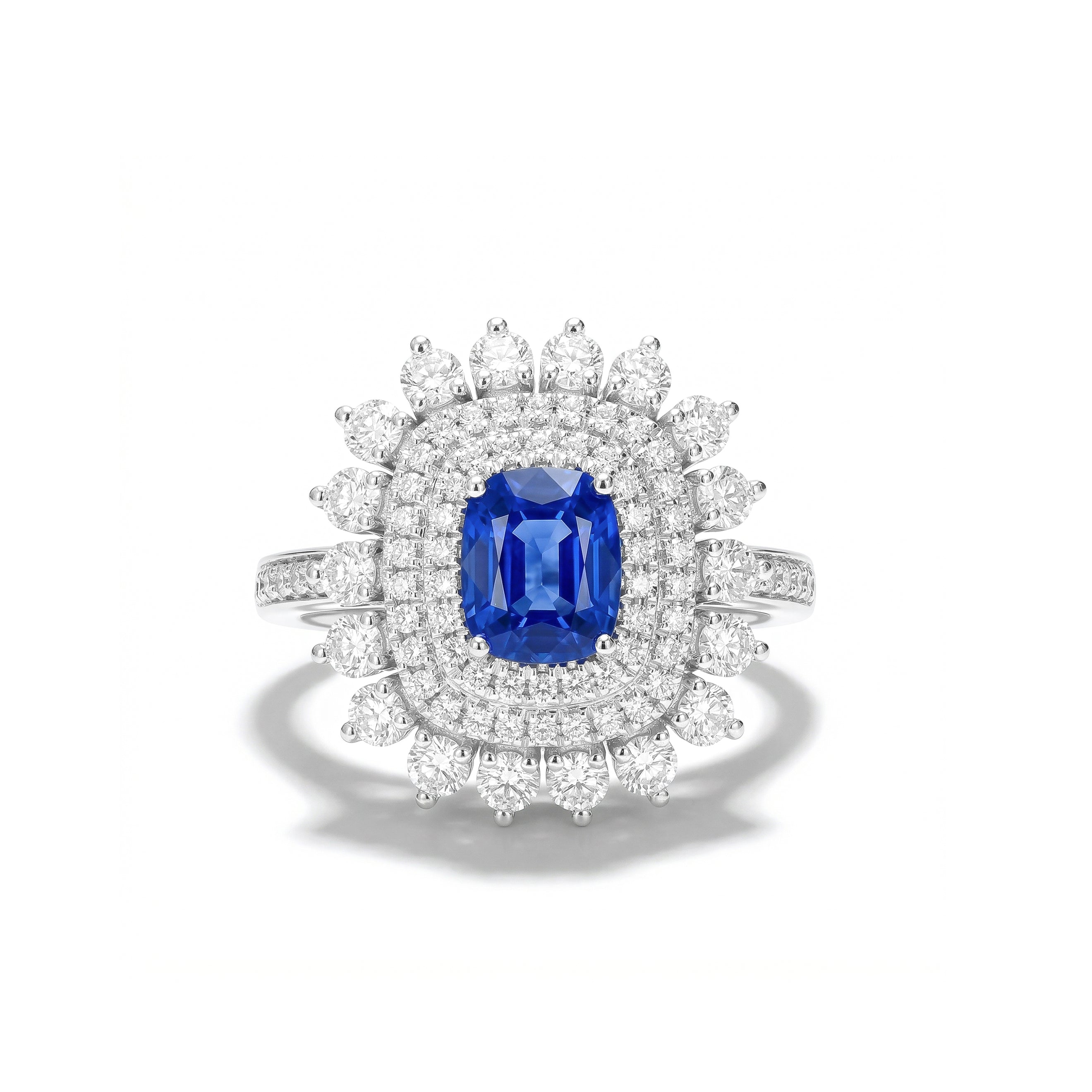 Natural Cushion Sapphire & Diamond Ring product image 1