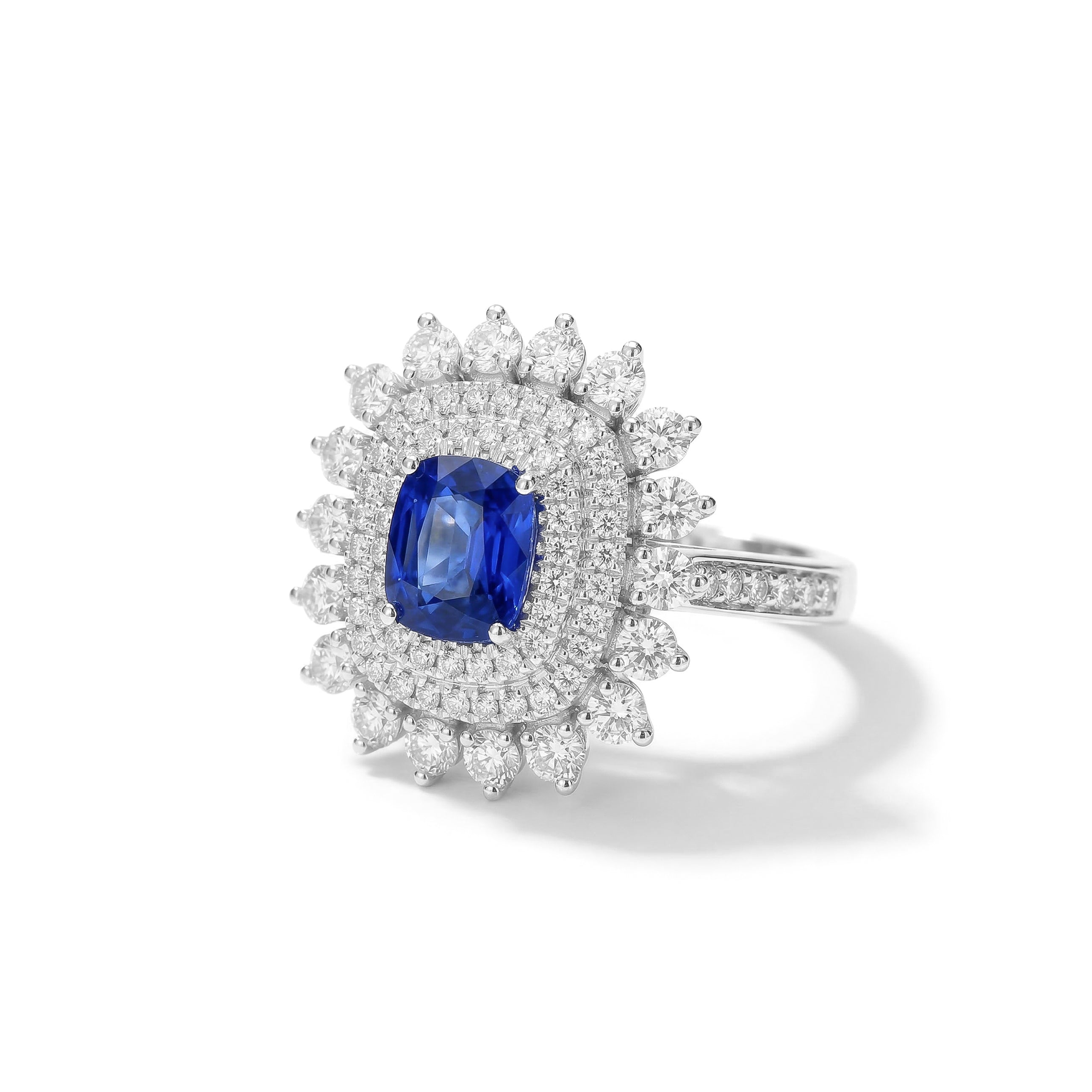 Natural Cushion Sapphire & Diamond Ring product image 2