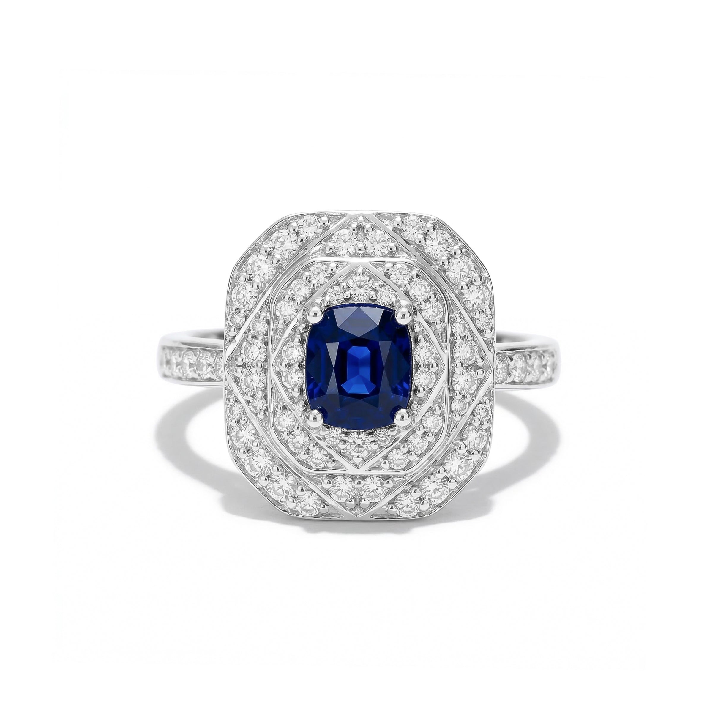 Natural Cushion Sapphire & Diamond Ring product image 1