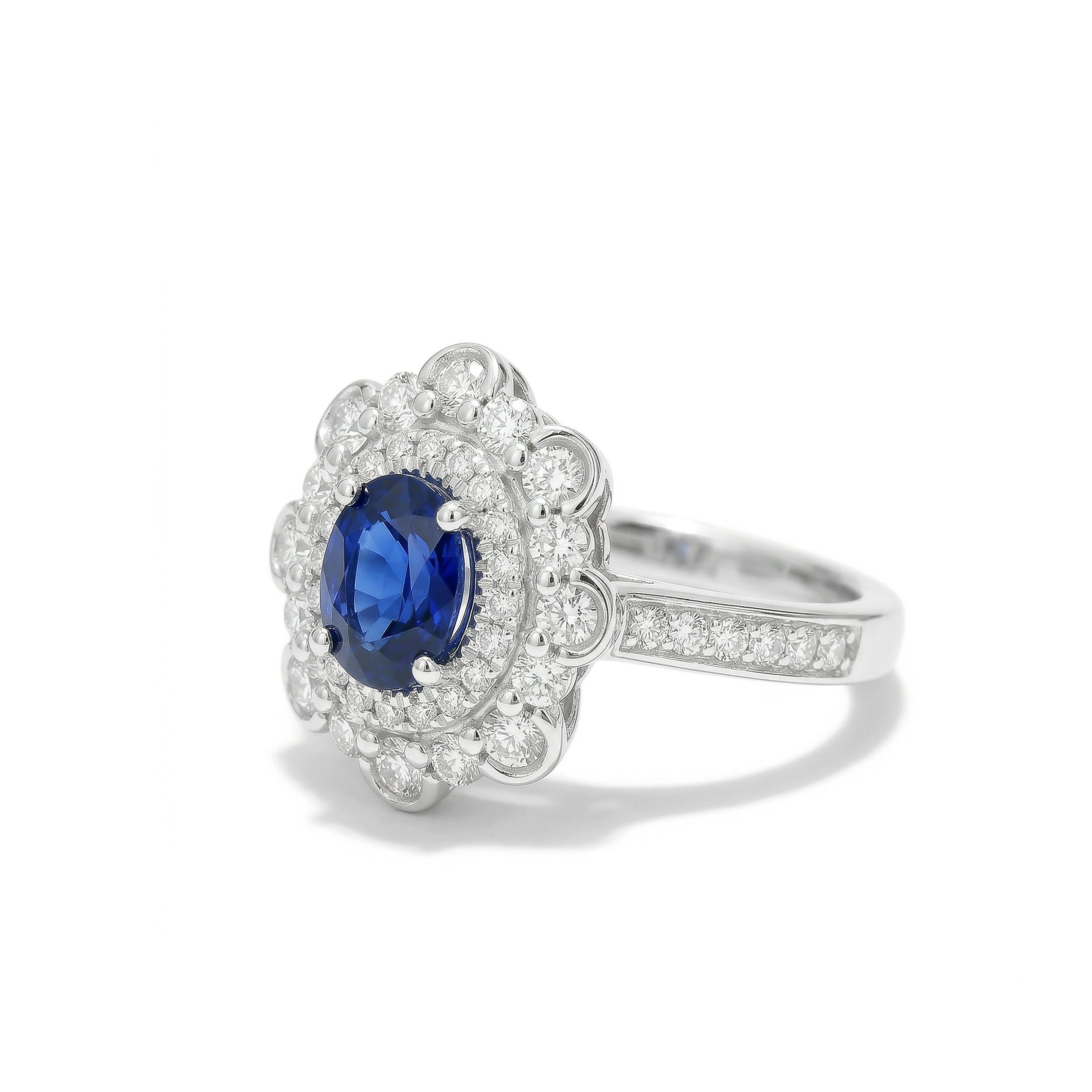 Natural Oval Sapphire & Diamond Halo Ring product image 2