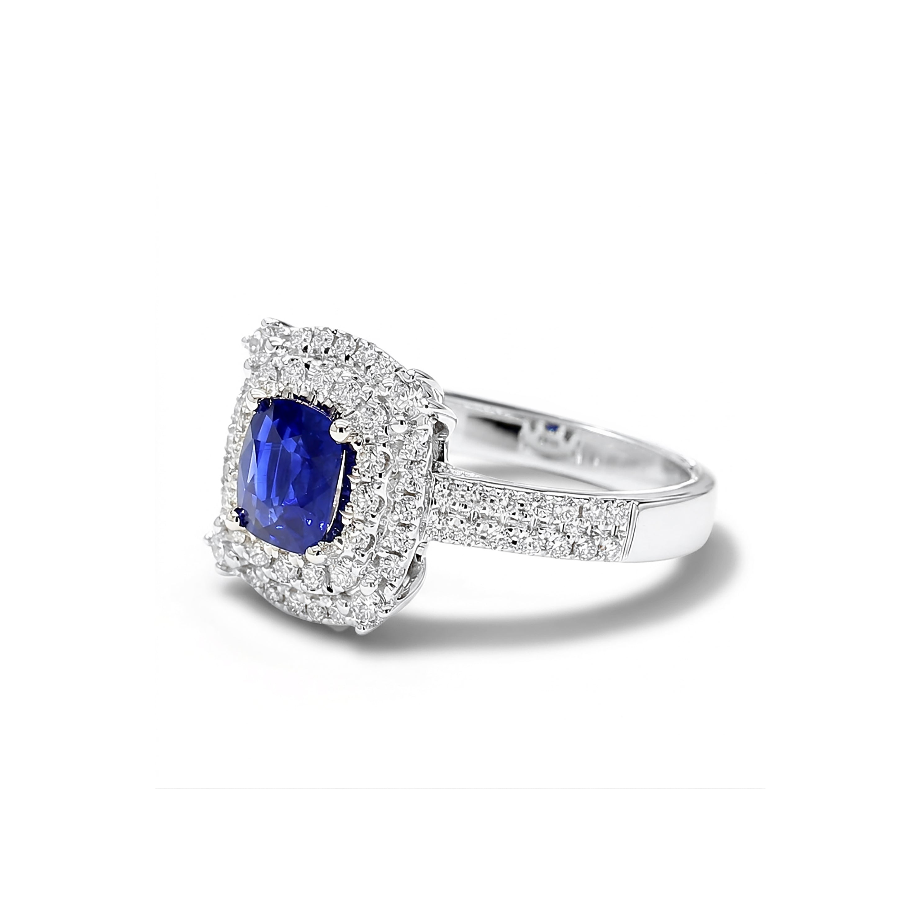 Natural Cushion Sapphire & Diamond Halo Ring product image 2