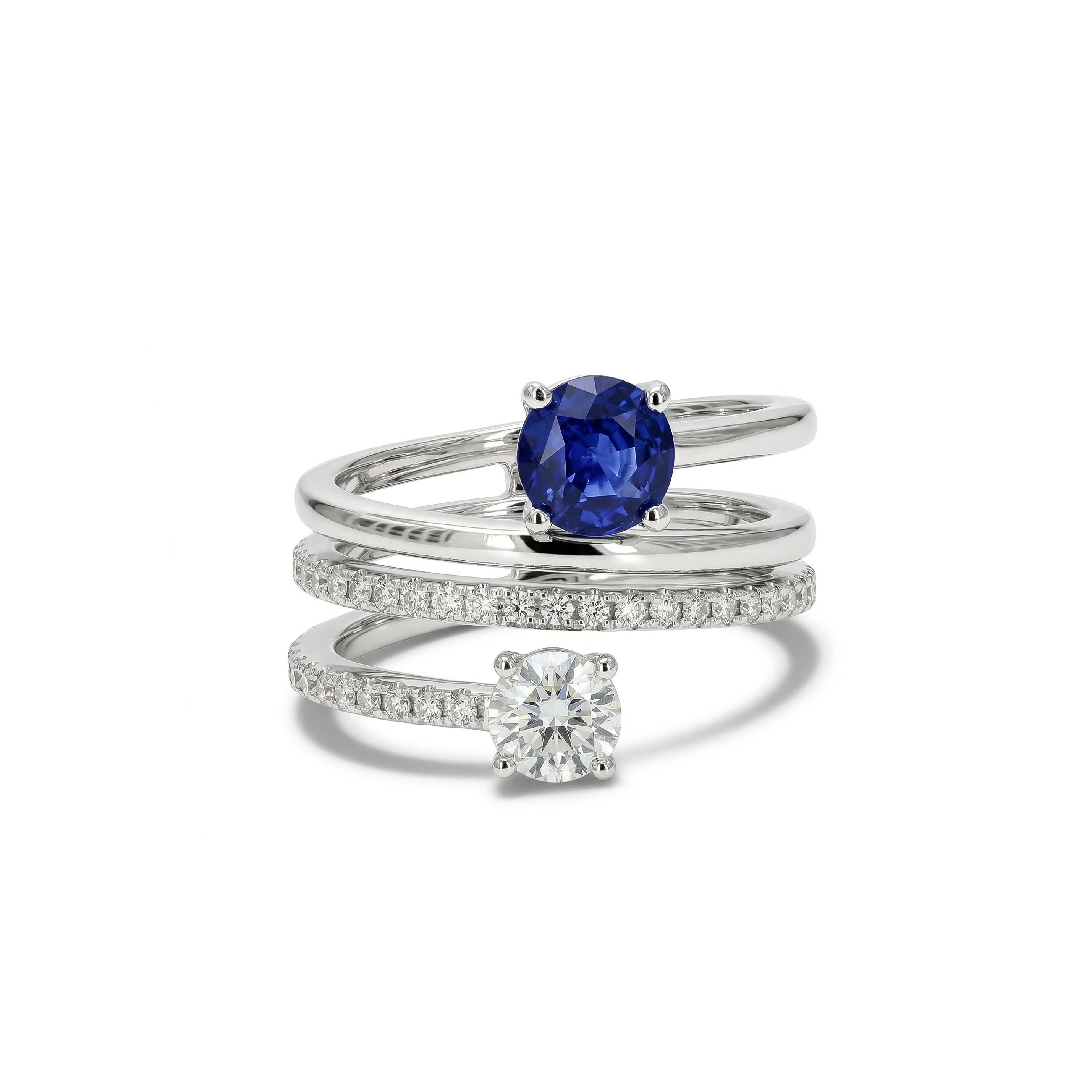 Natural Sapphire & Diamond Spiral Ring product image 1