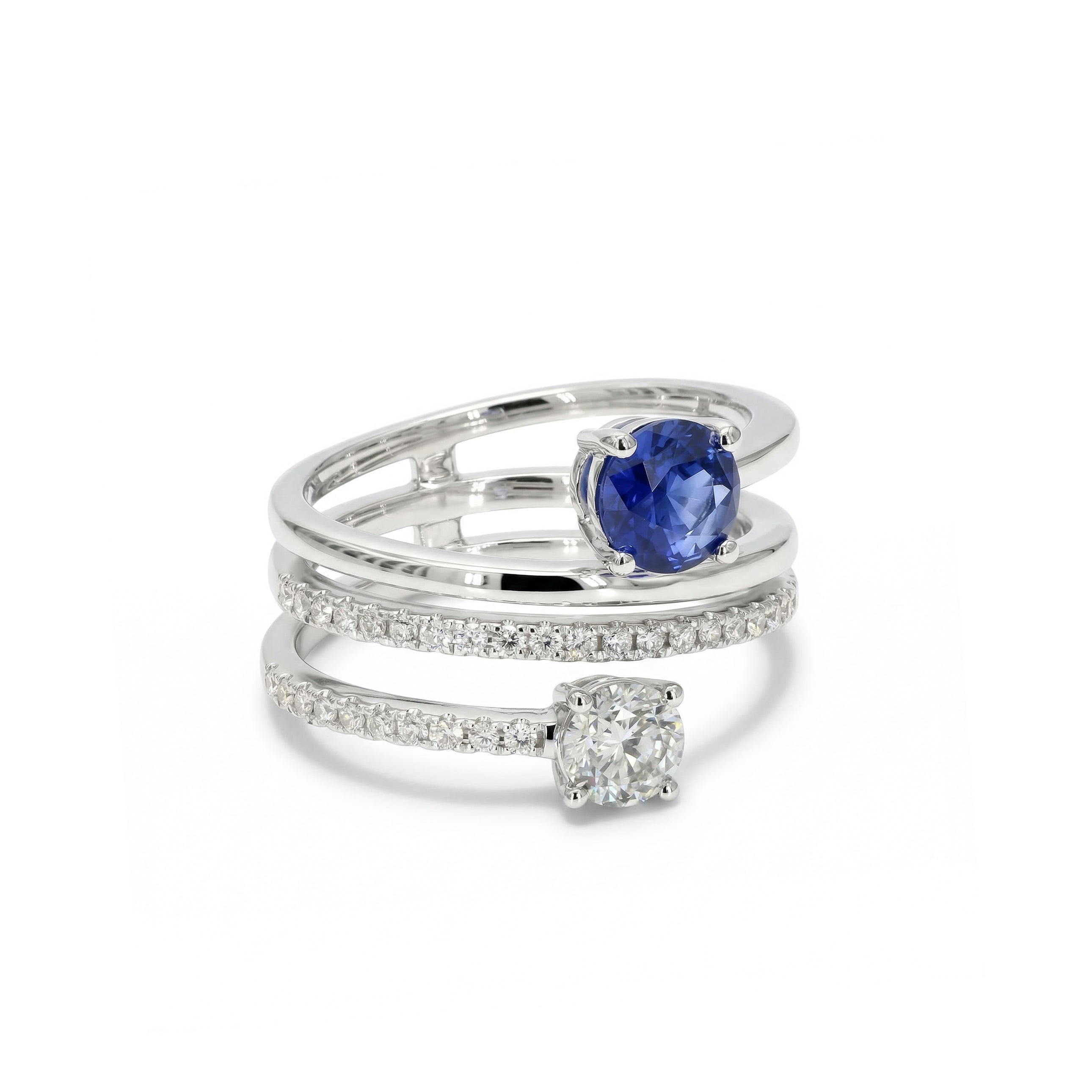 Natural Sapphire & Diamond Spiral Ring product image 2