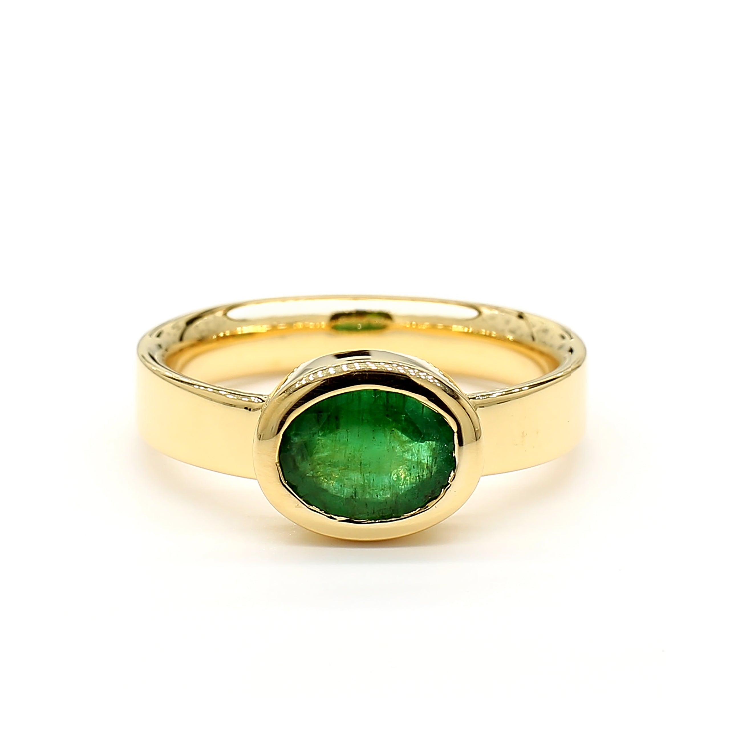Natural Oval Emerald East West Bezel Ring product image 1