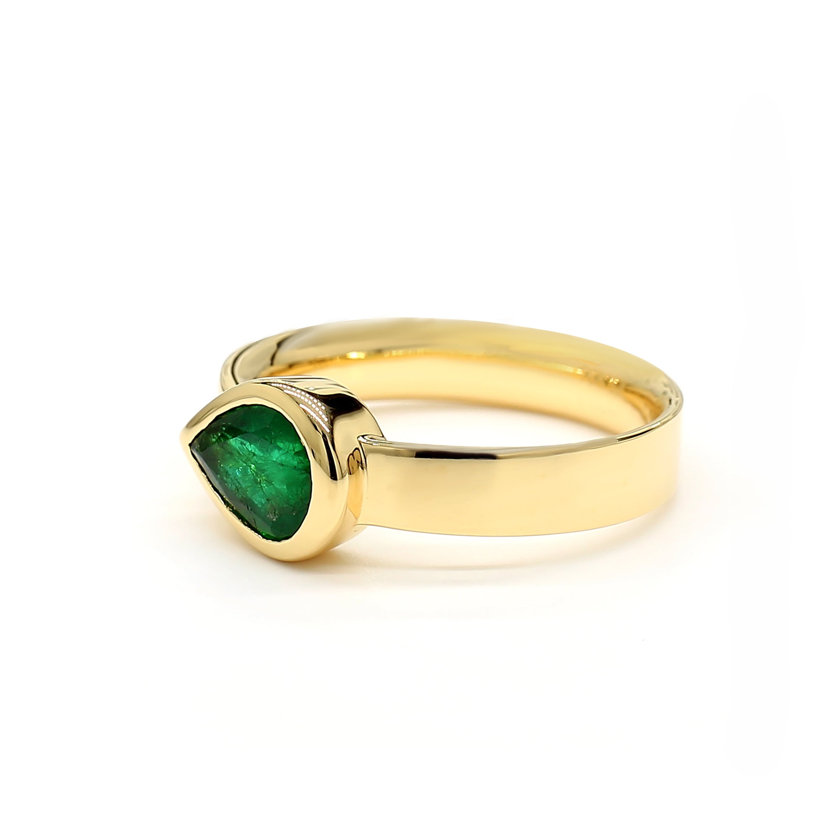 Natural Pear Emerald Bezel Ring product image 2