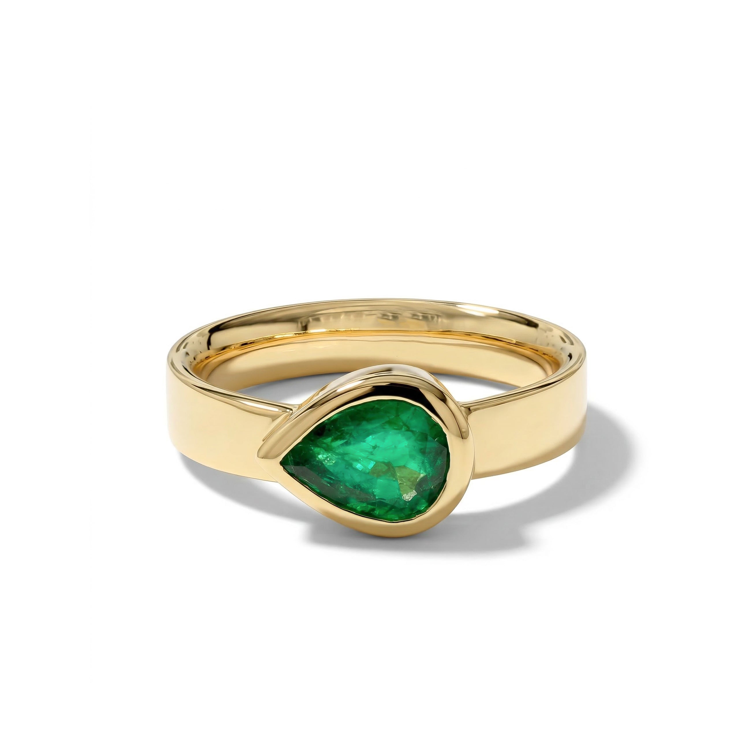 Natural Pear Emerald Bezel Ring product image 1