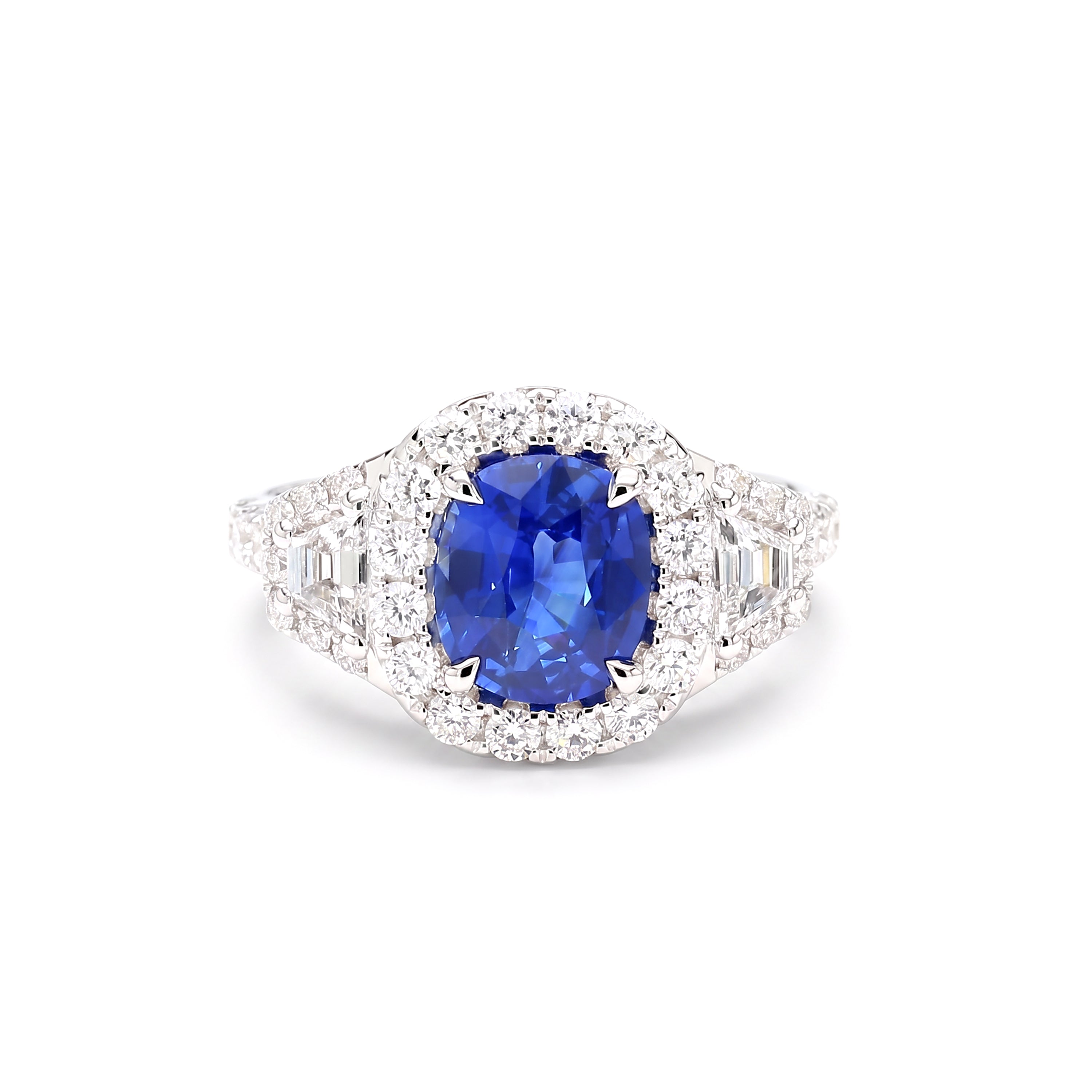 Natural Cushion Sapphire & Diamond Halo Ring I GIA Certified