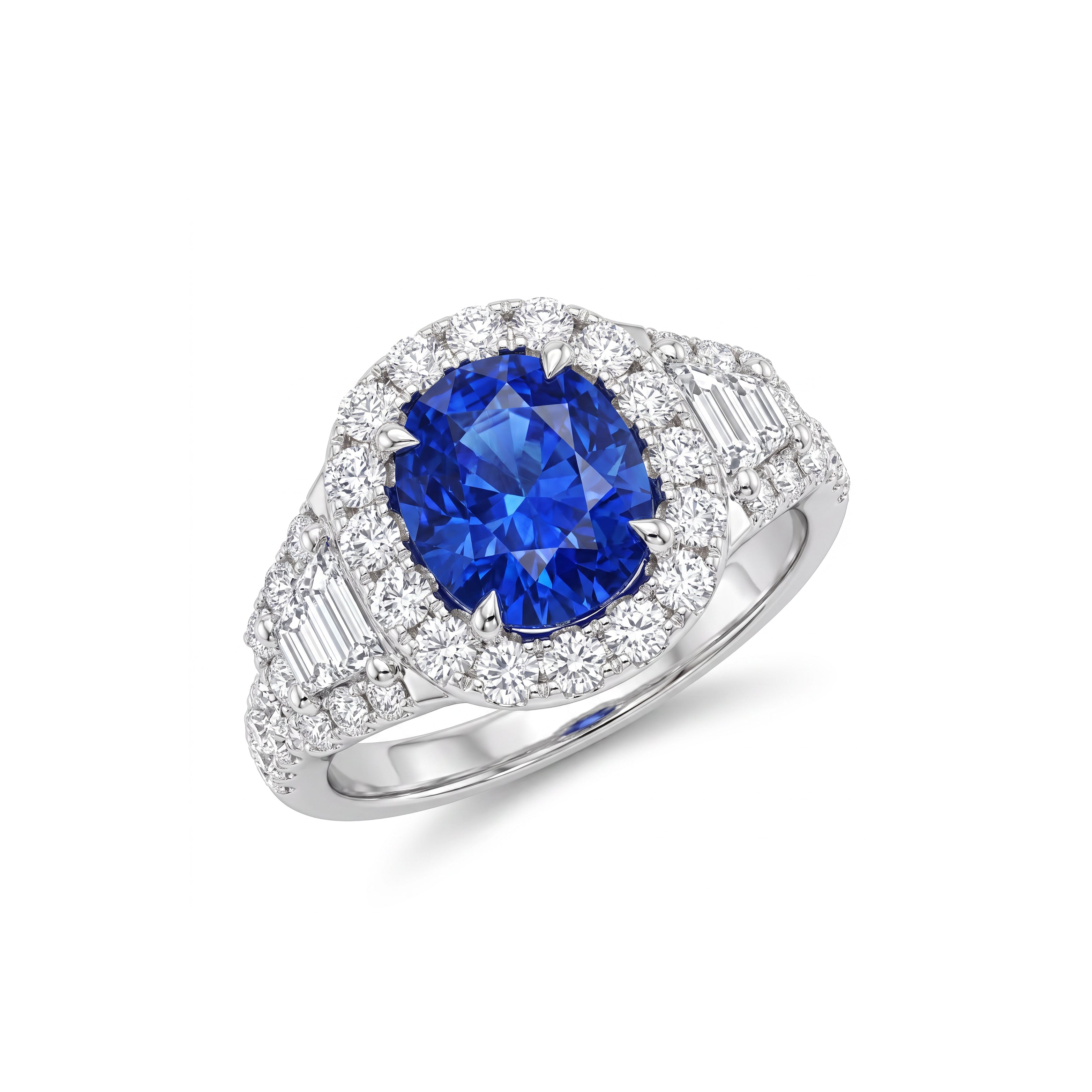 Natural Cushion Sapphire & Diamond Halo Ring I GIA Certified