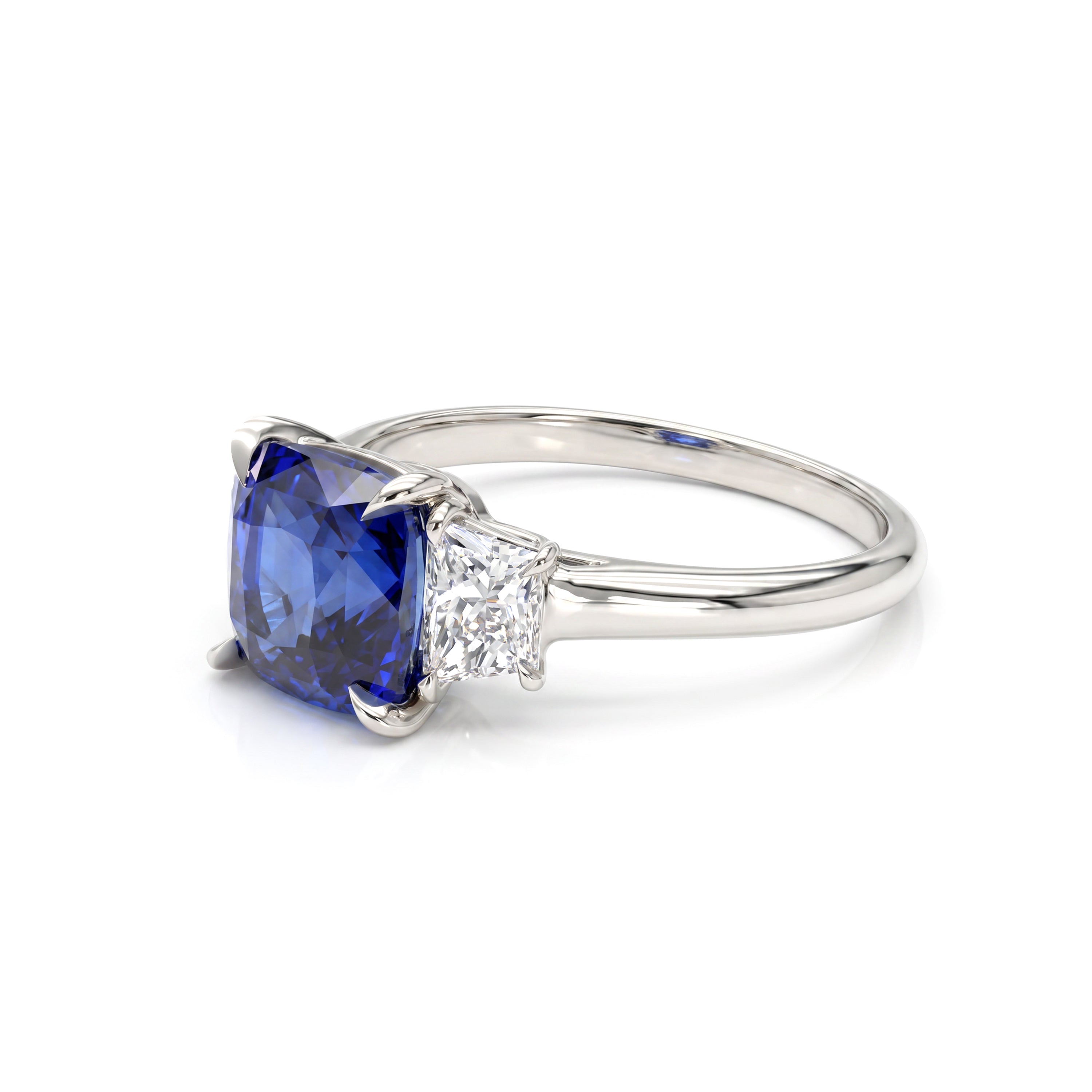Natural Sapphire & Diamond Three Stone Ring | GIA Certified