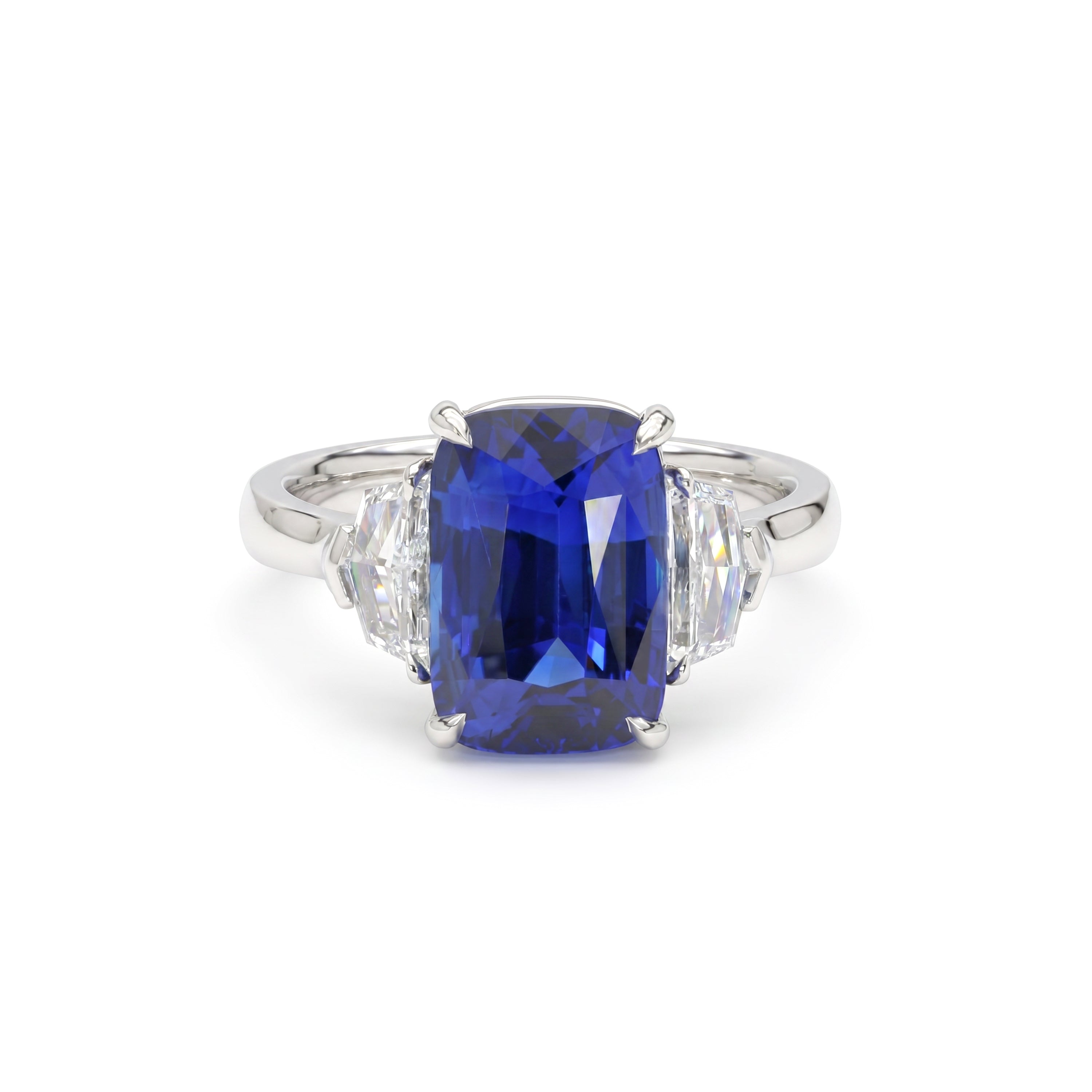 Natural Cushion Sapphire & Diamond Ring | GIA Certified