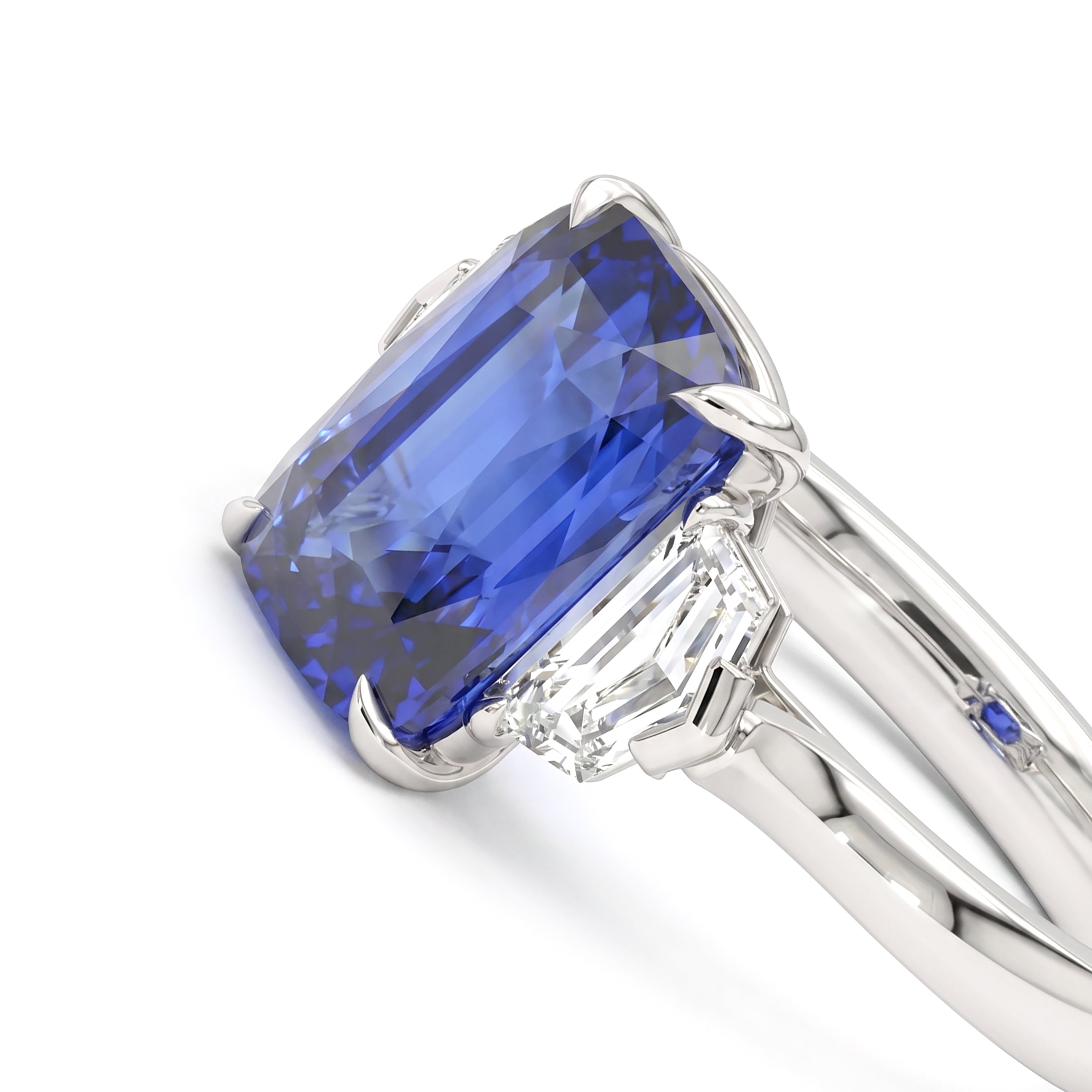 Natural Cushion Sapphire & Diamond Ring | GIA Certified