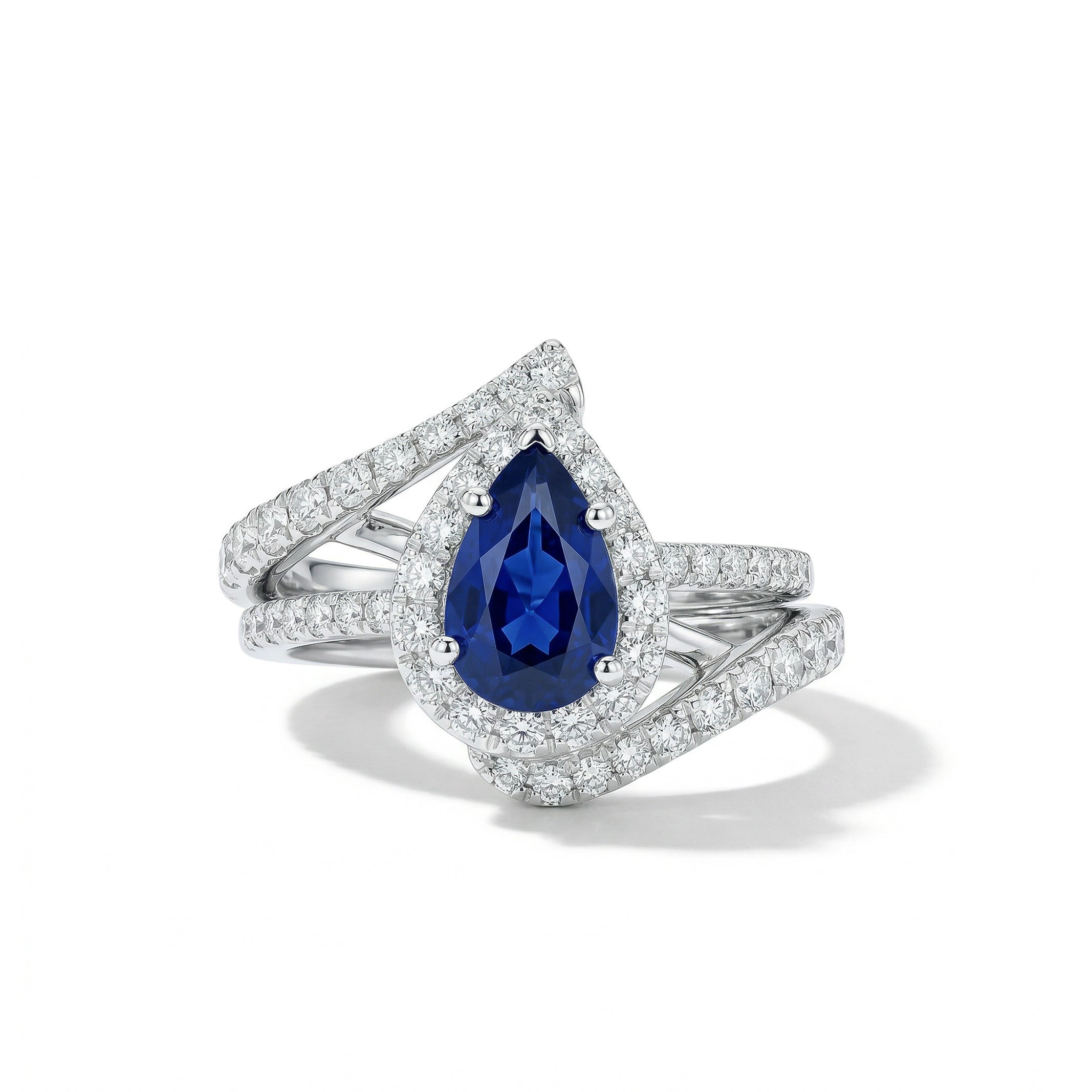 Natural Pear Sapphire & Diamond Ring product image 1