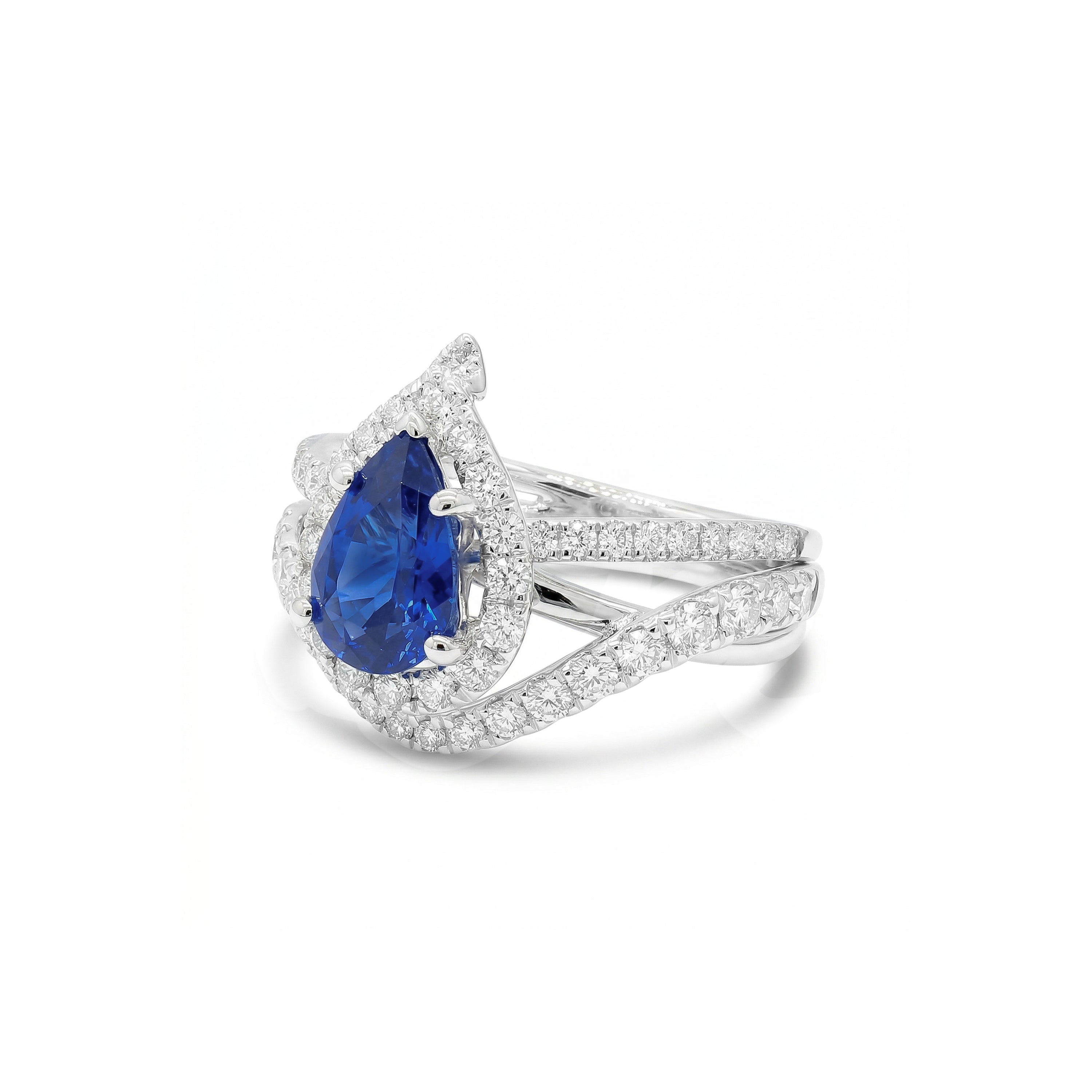 Natural Pear Sapphire & Diamond Ring product image 2