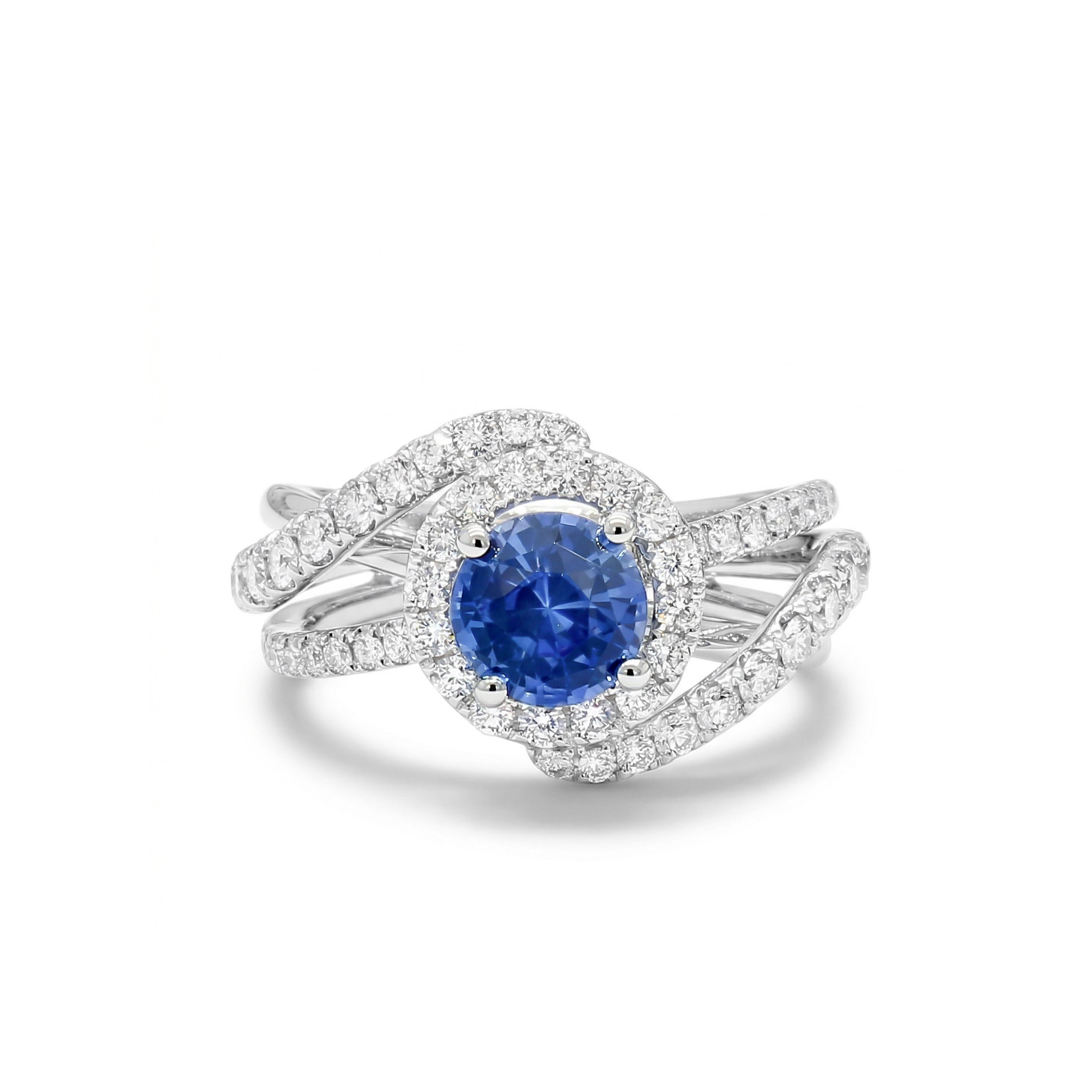 Natural Sapphire & White Diamond Ring product image 1