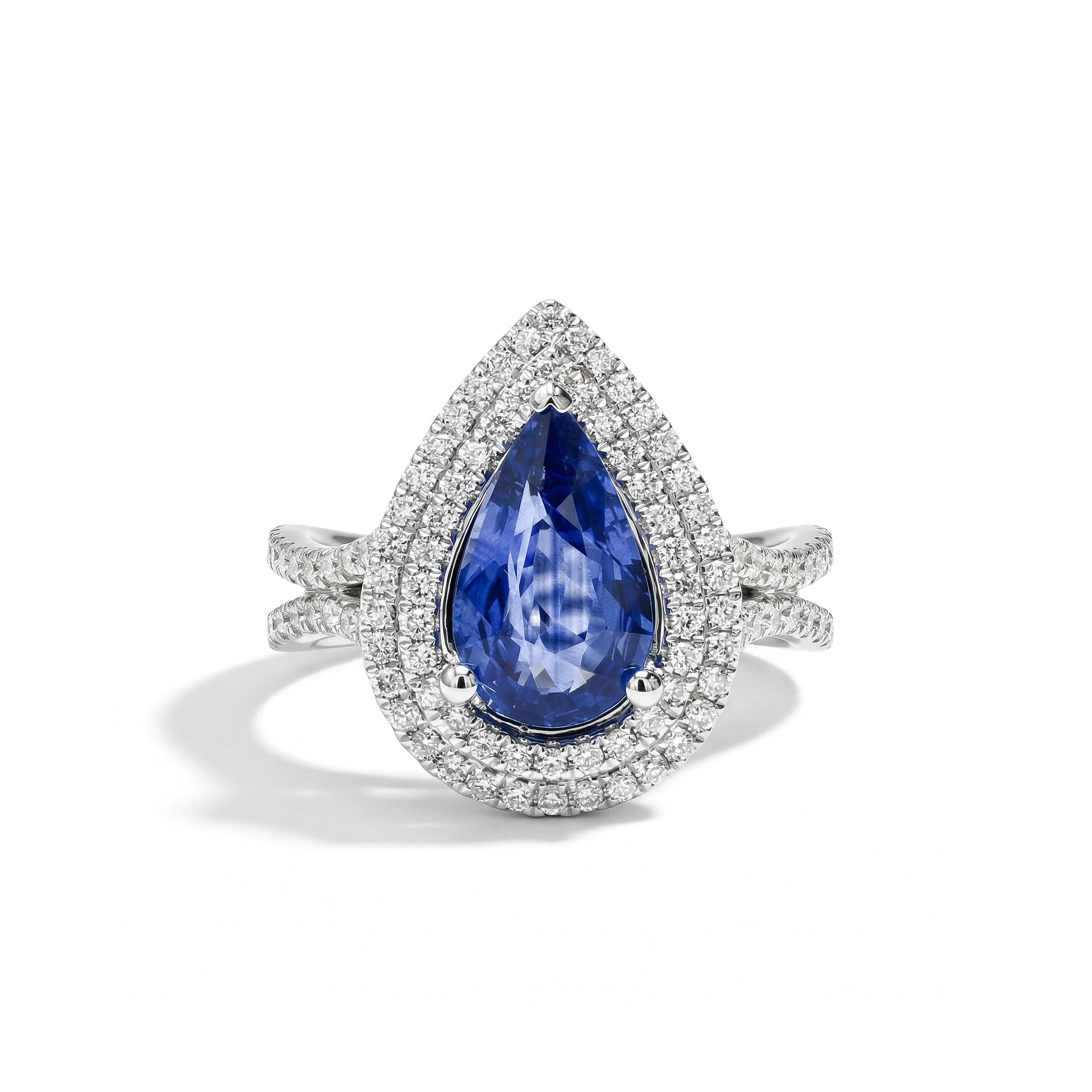 Natural Pear Sapphire & Diamond Halo Ring product image 1