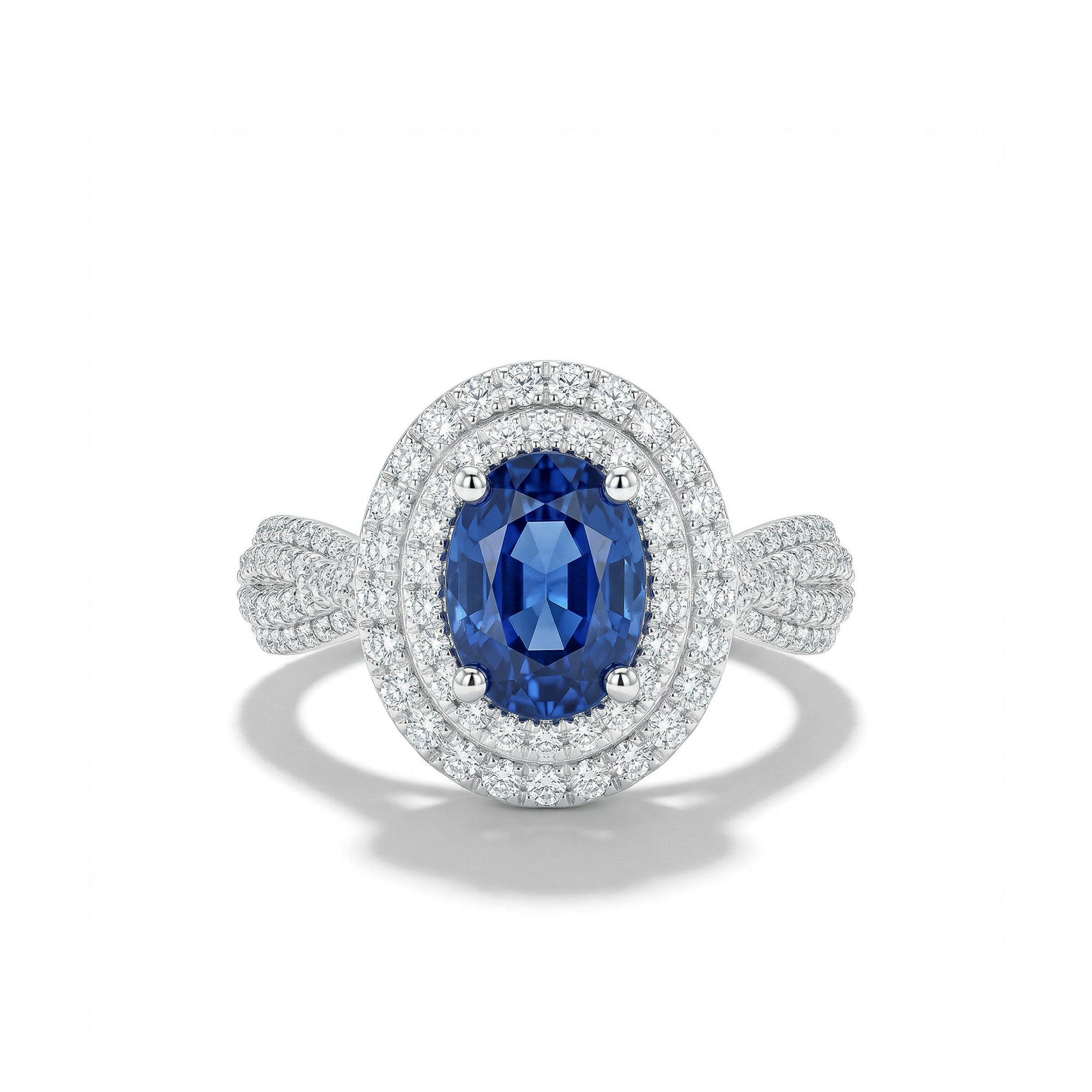 Natural Oval Sapphire & Diamond Halo Ring product image 1