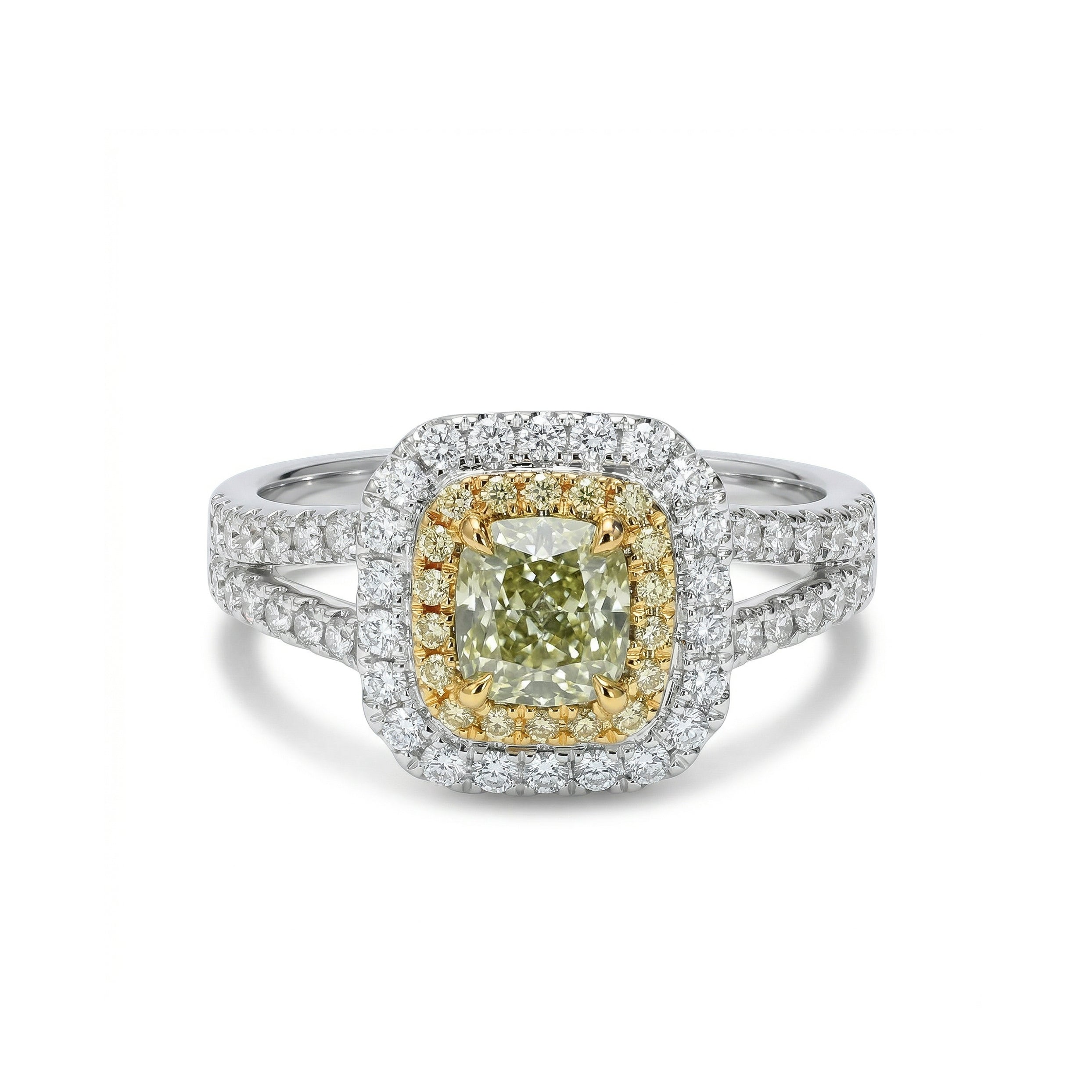Natural Green Cushion Diamond Ring | GIA Certified product image 1