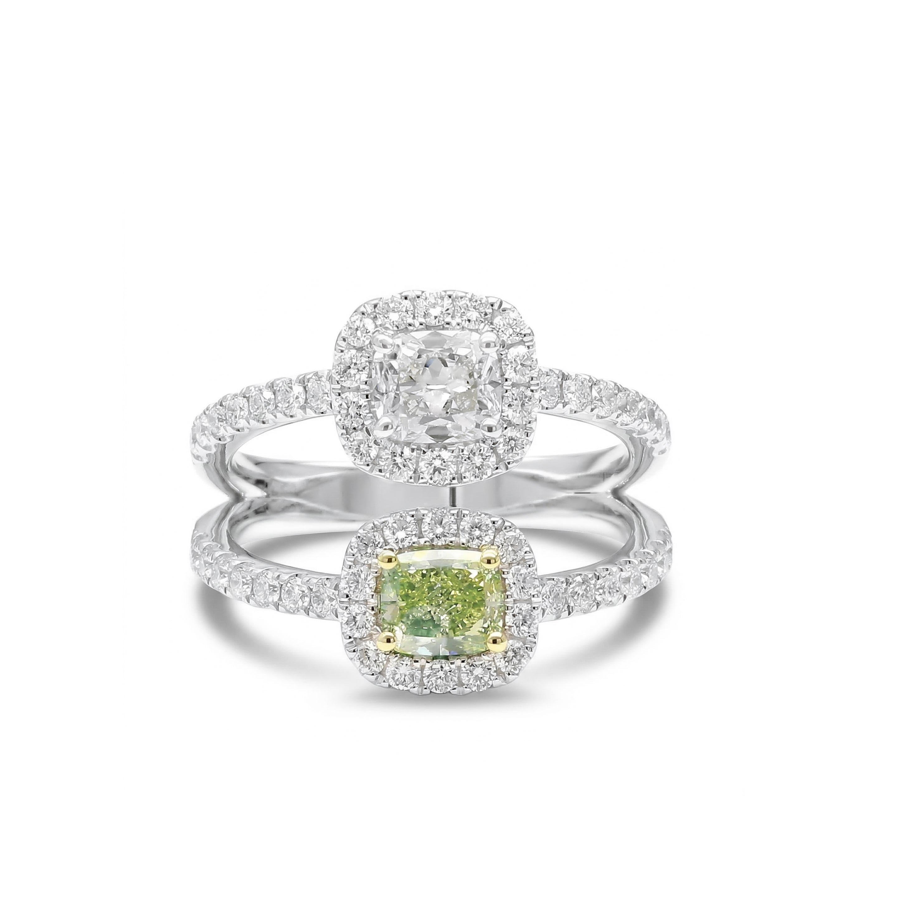 Natural Green Cushion Diamond Ring | GIA Certified product image 1