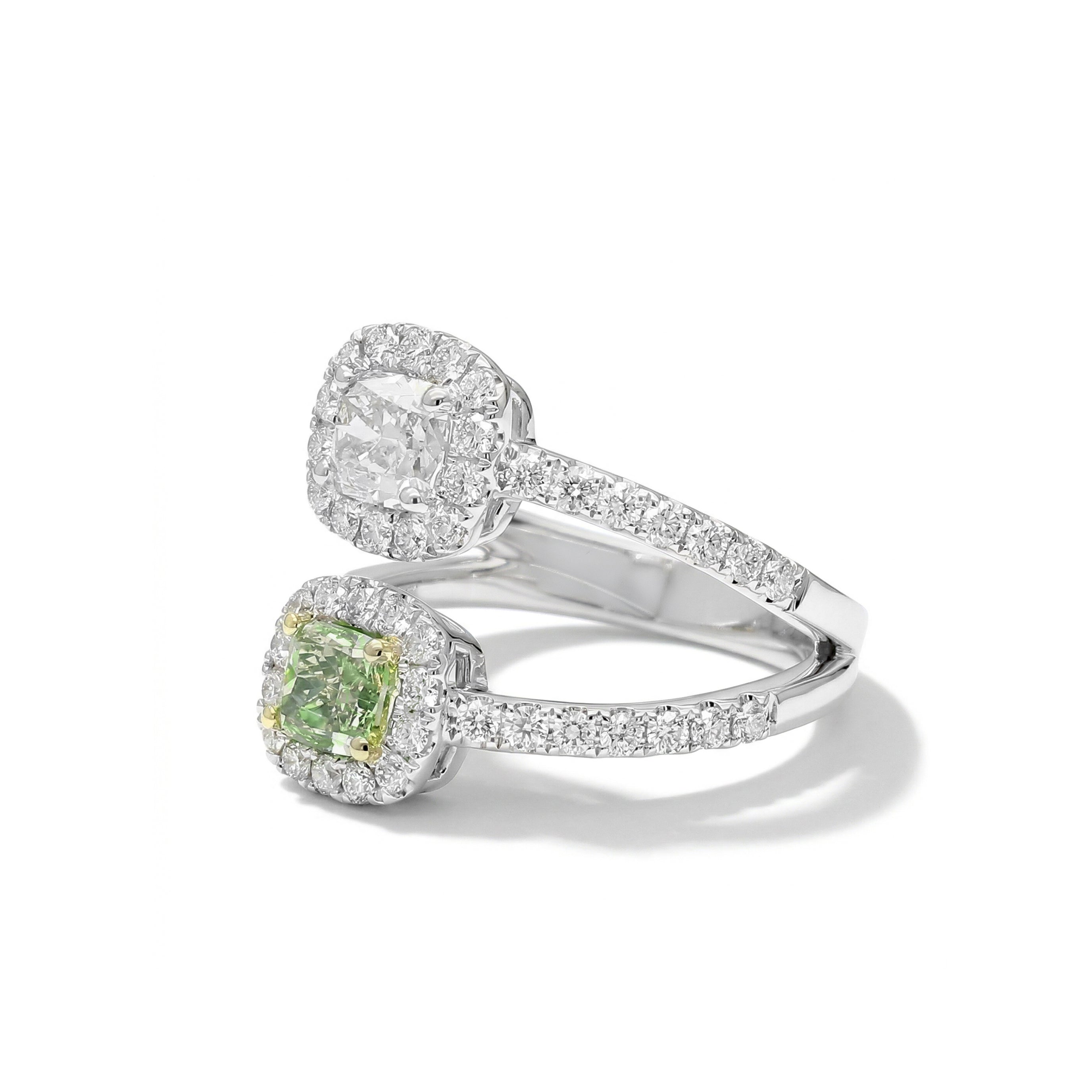 Natural Green Cushion Diamond Ring | GIA Certified product image 2