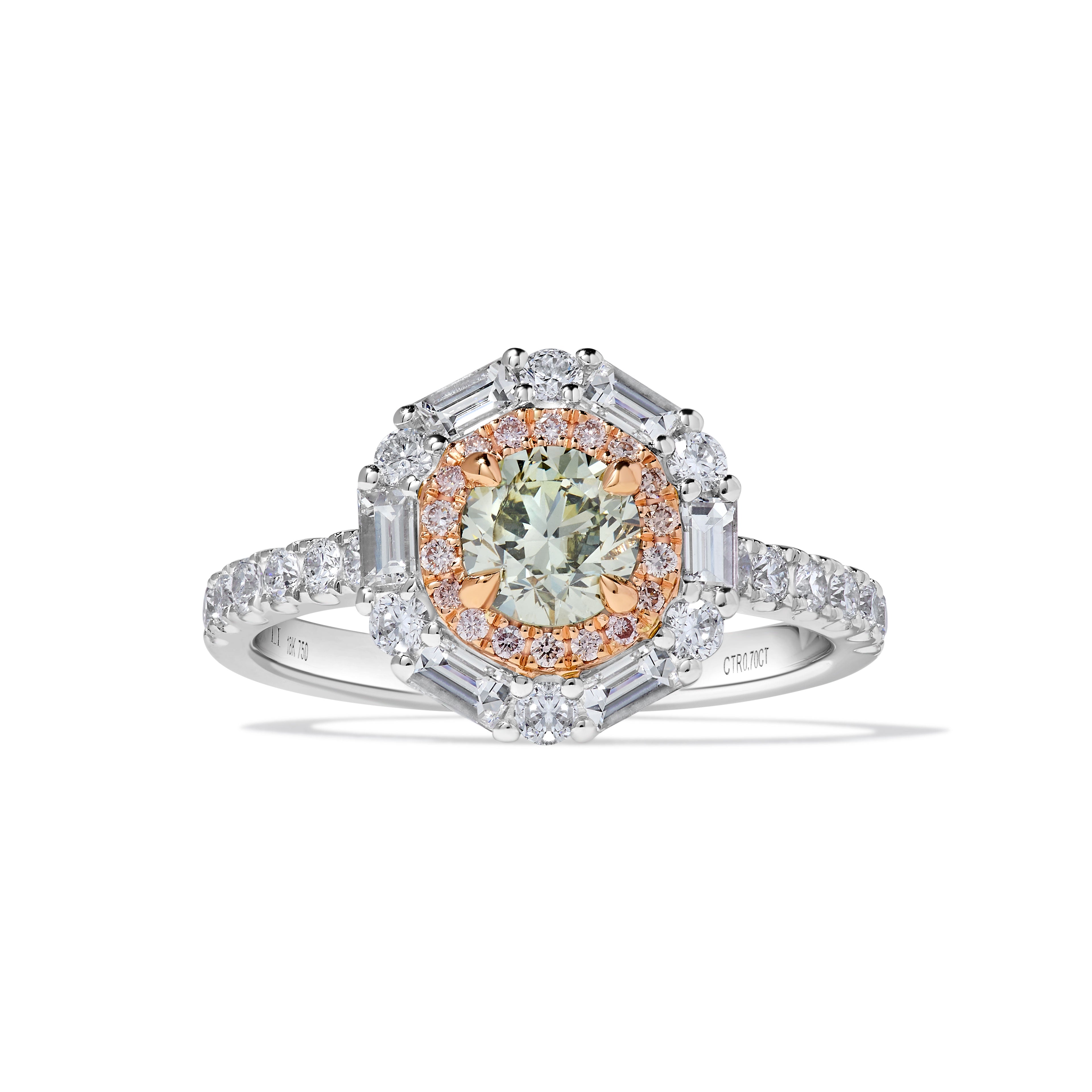 Natural Green Round Diamond Ring GIA Certified product image 1