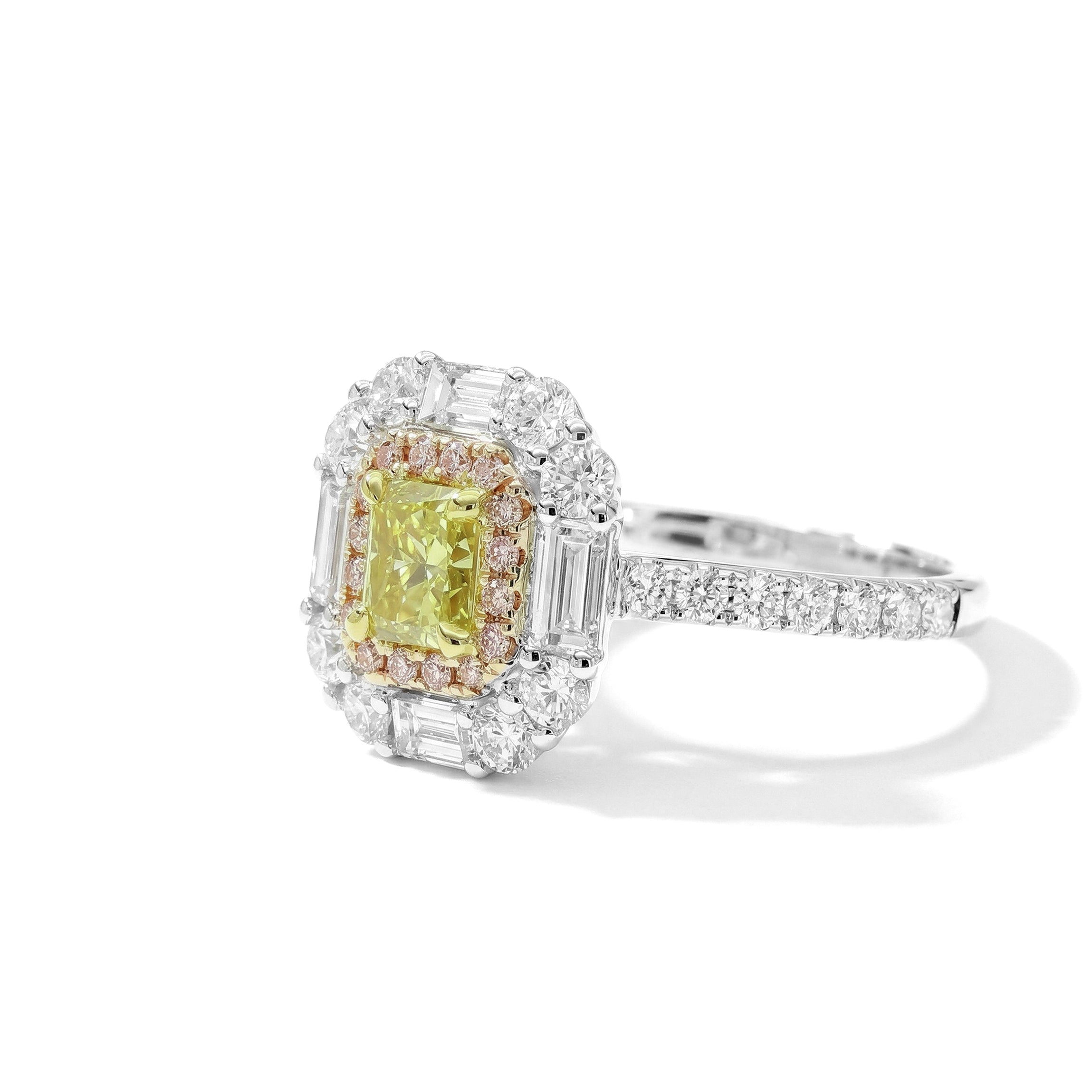 Natural Green Radiant Diamond Halo Ring | GIA Certified product image 2