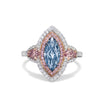Natural Blue Marquise Diamond Halo Ring | GIA Certified