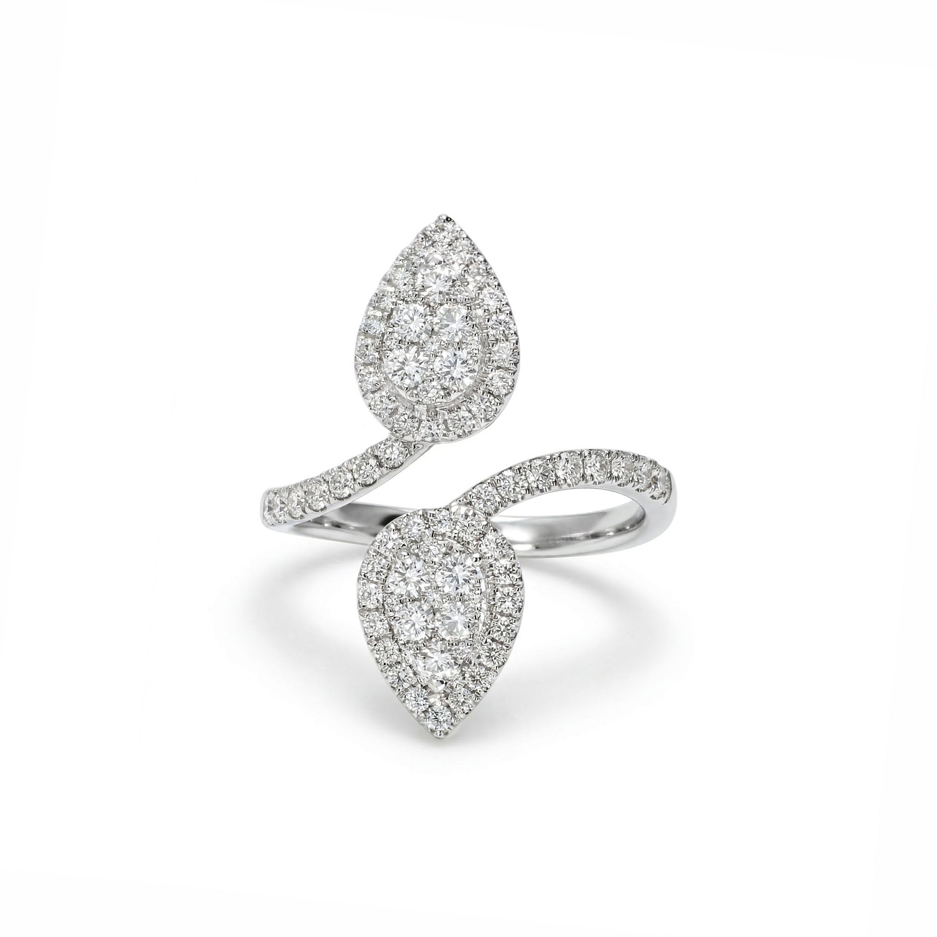 Natural Pavé Diamond Pear Shape Crossover Ring product image 1