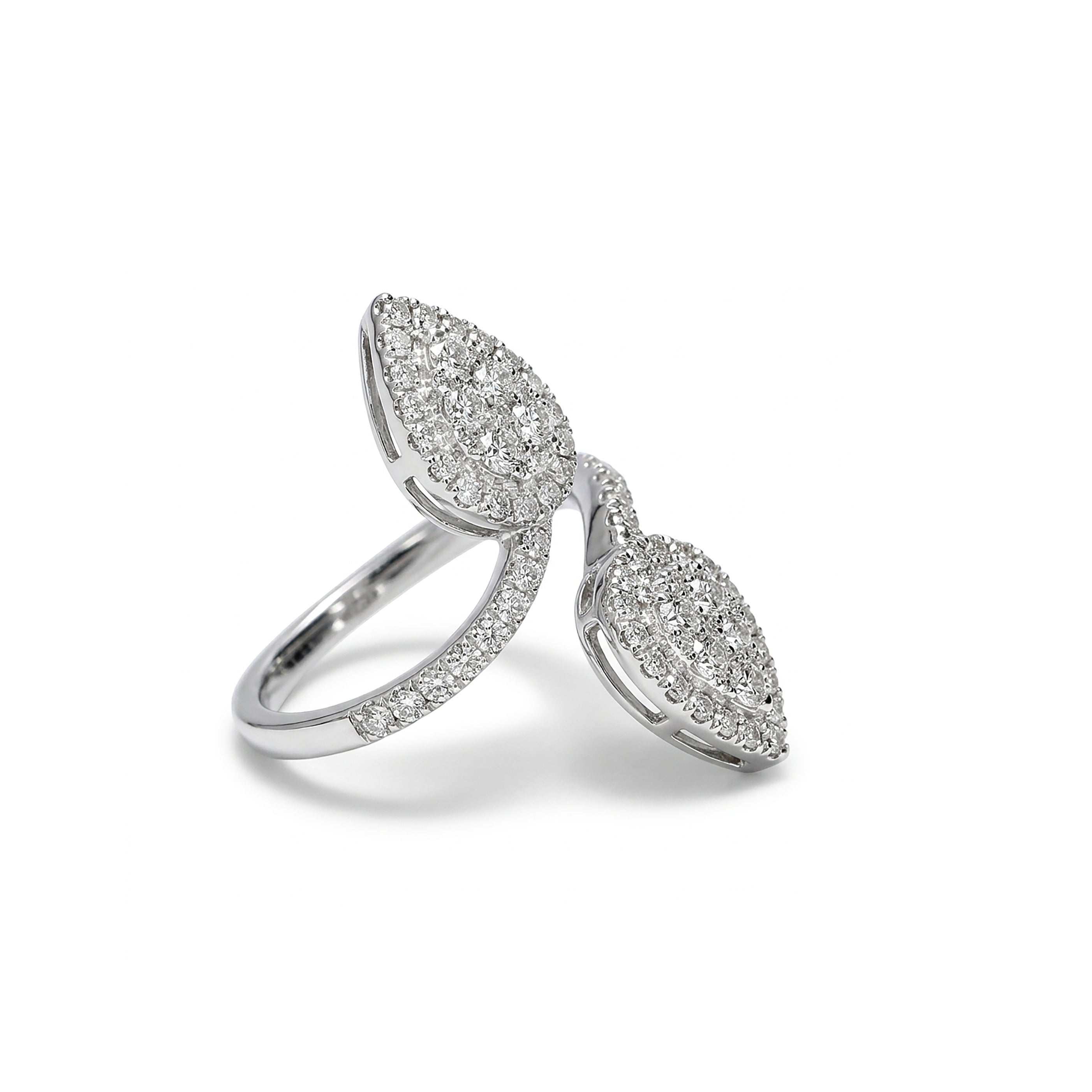 Natural Pavé Diamond Pear Shape Crossover Ring product image 2