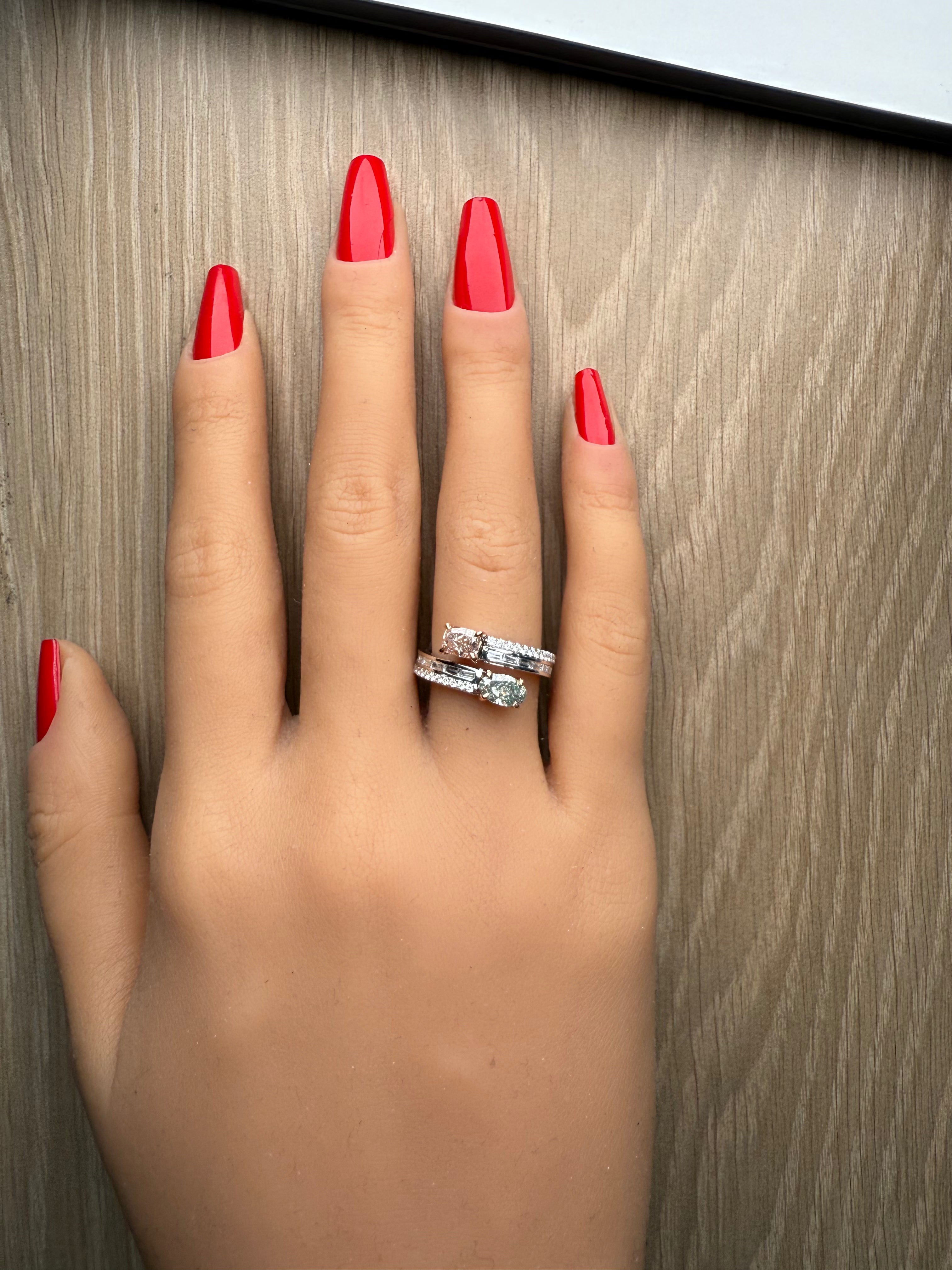 Natural Green Oval Diamond Ring Gia Certified