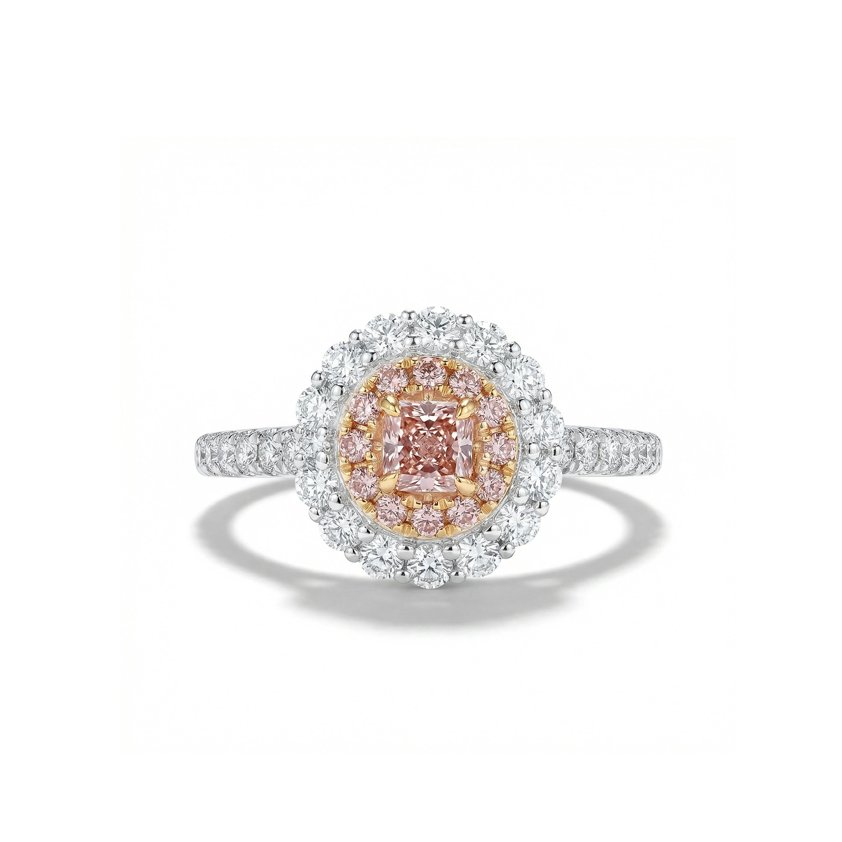 Natural Pink Cushion Diamond Halo Ring |GIA Certified product image 1
