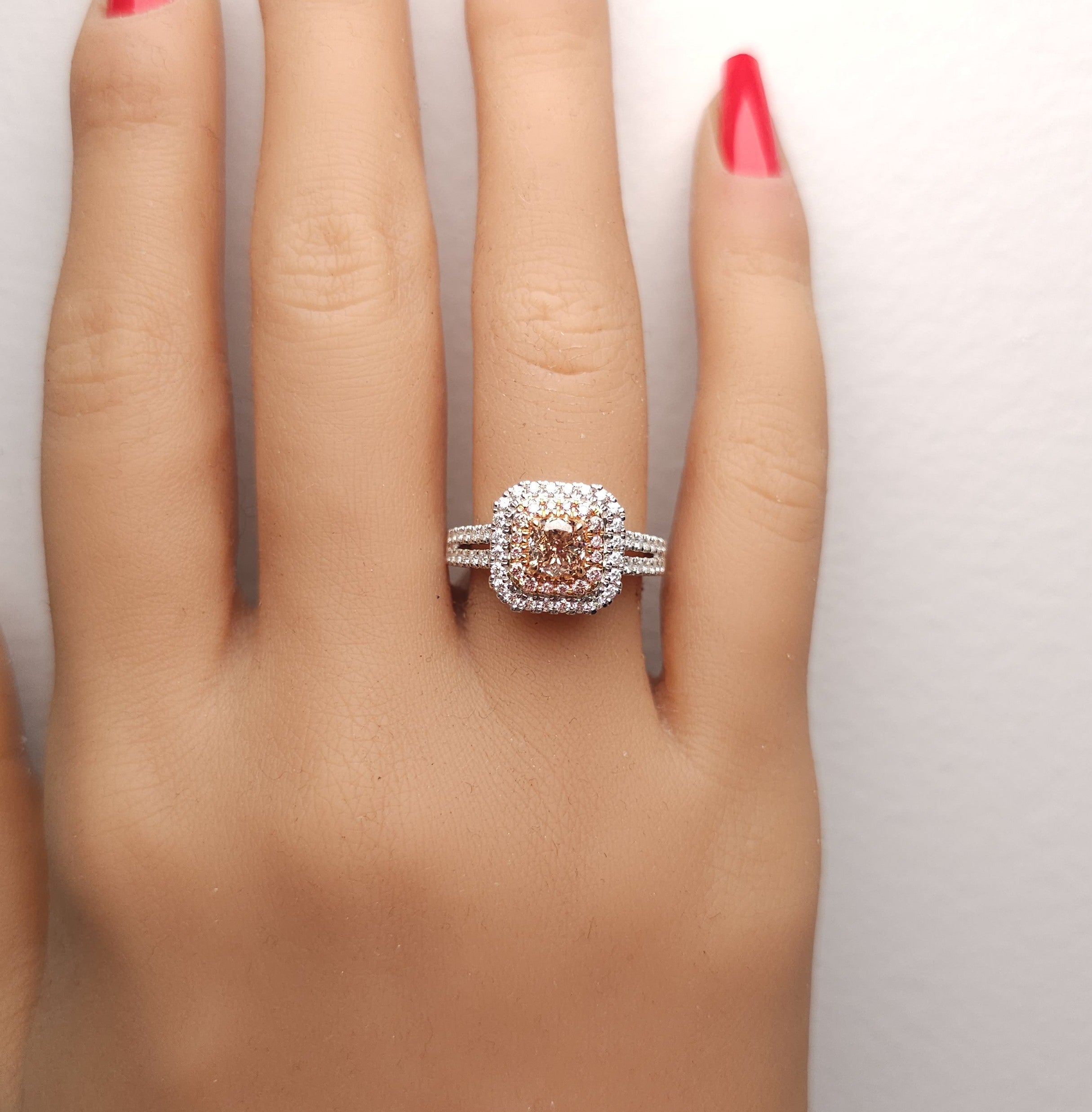 Natural Pink Cushion Diamond Ring Gia Certified