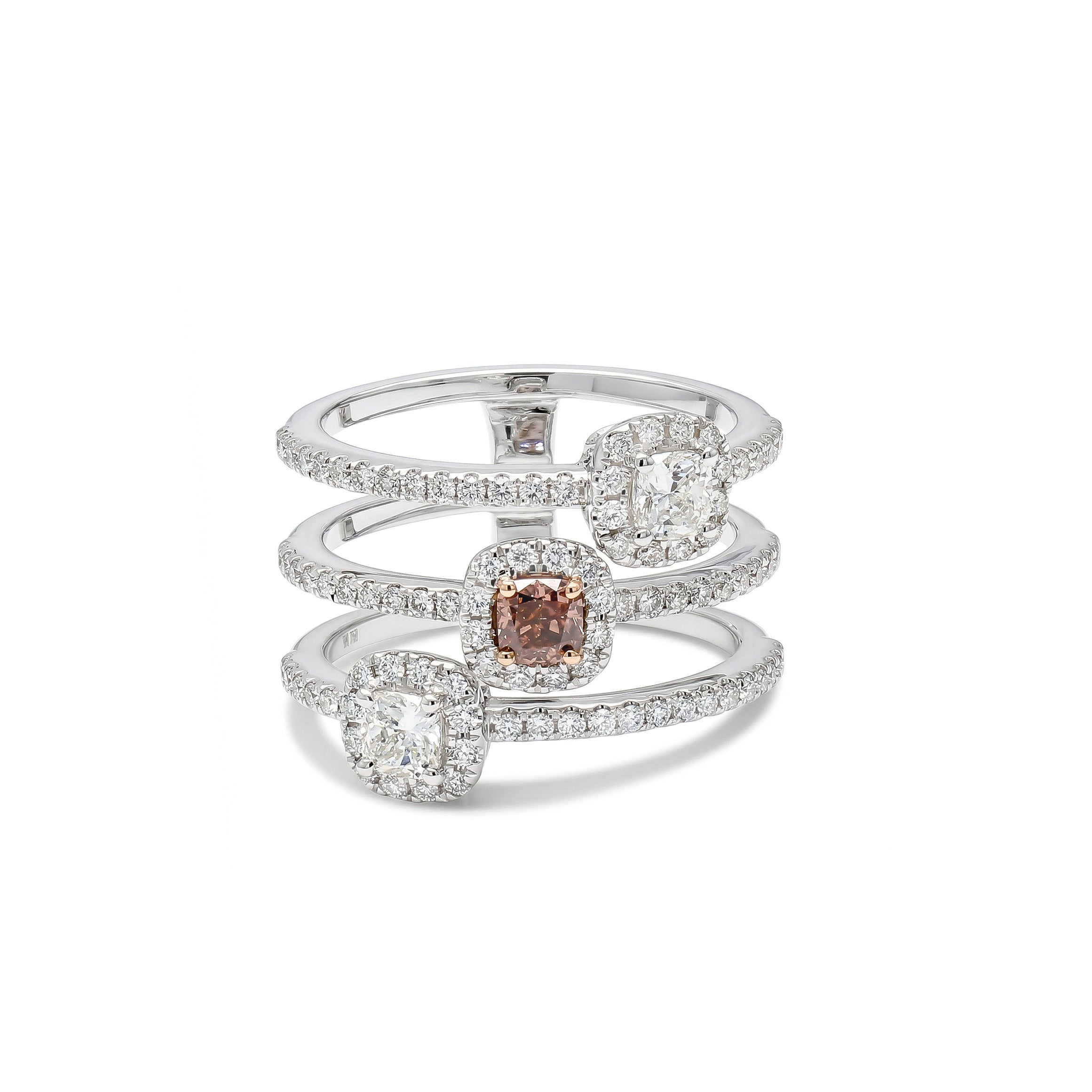 Natural Pink & White Diamond Spiral Ring | GIA Certified product image 1