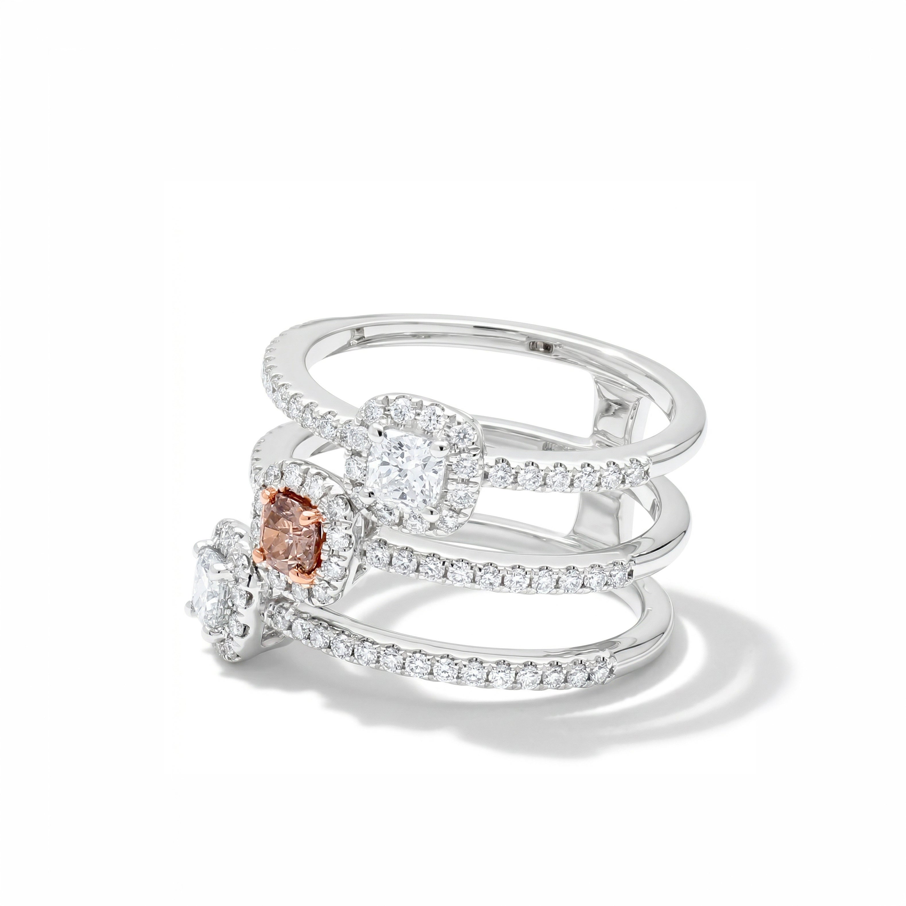 Natural Pink & White Diamond Spiral Ring | GIA Certified product image 2