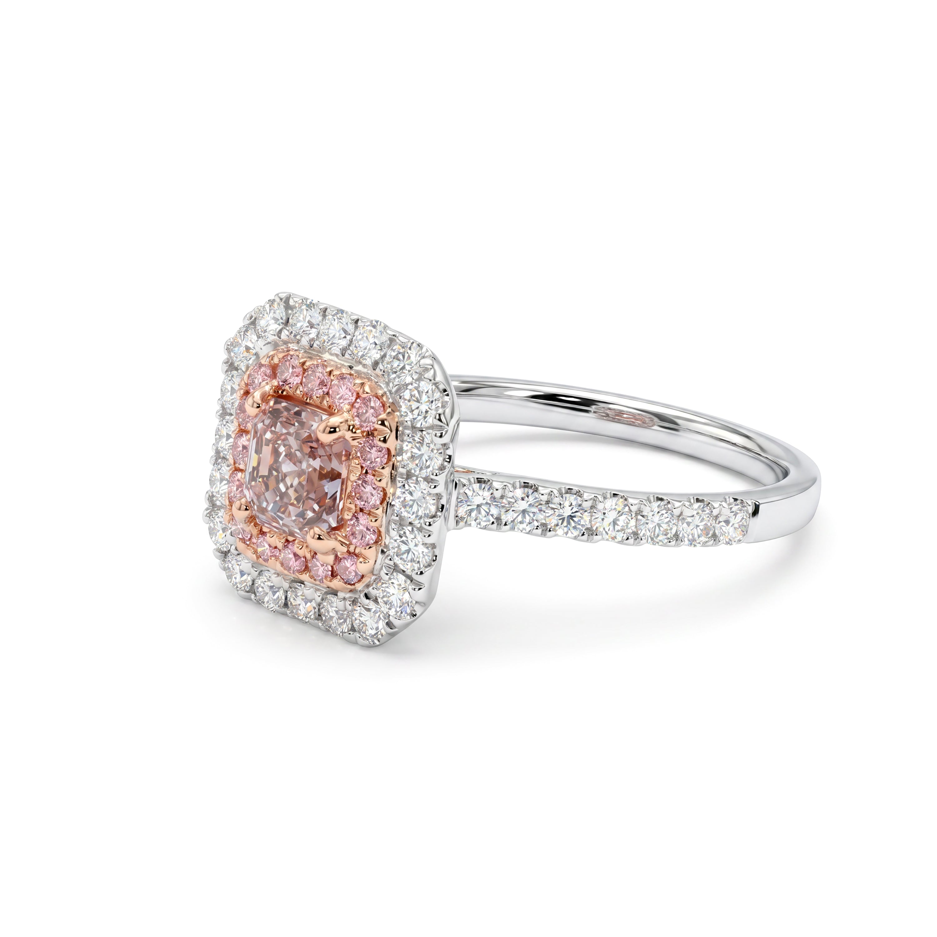 Natural Pink Asscher Diamond Ring | GIA Certified
