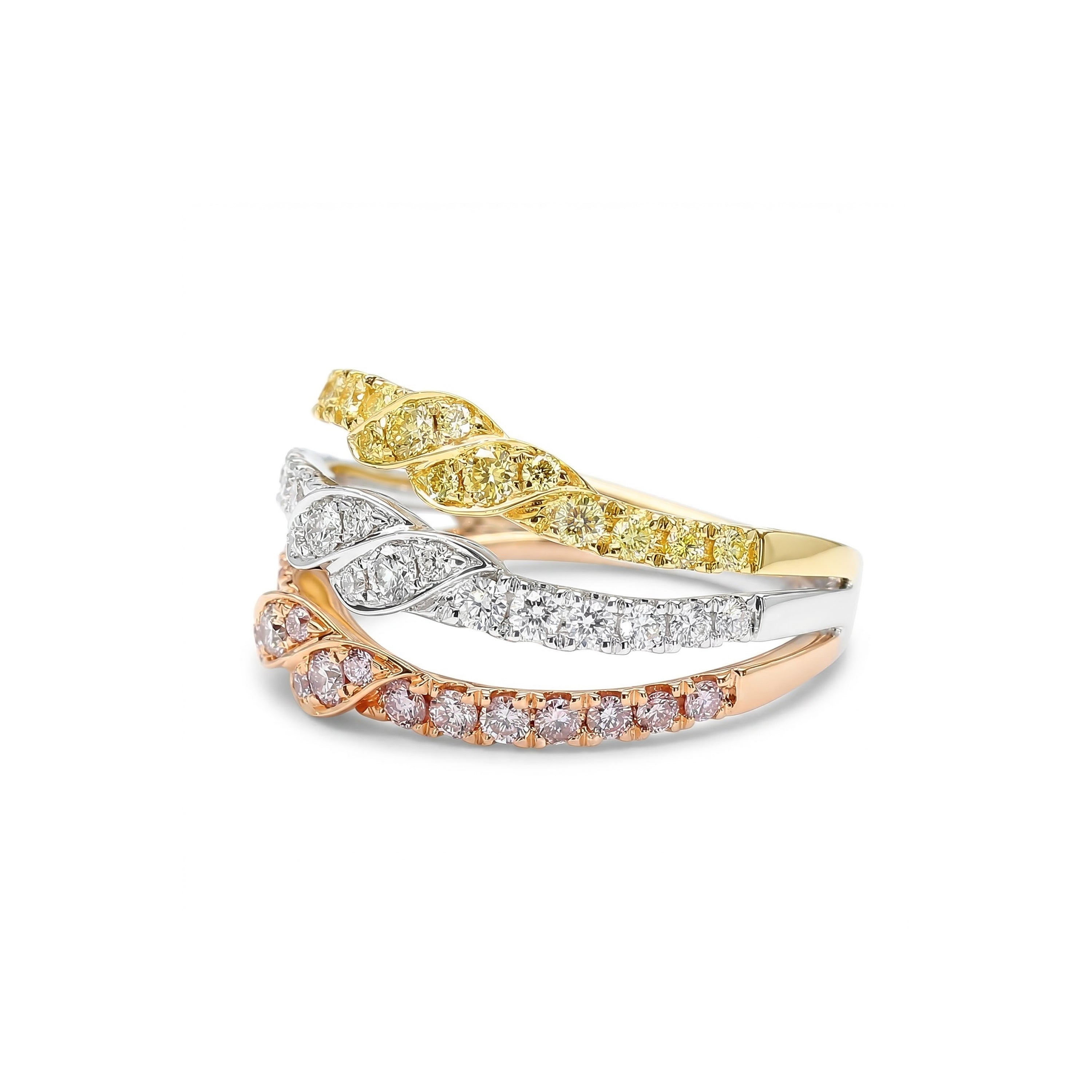 Natural Pink Yellow & White Diamond Ring product image 2