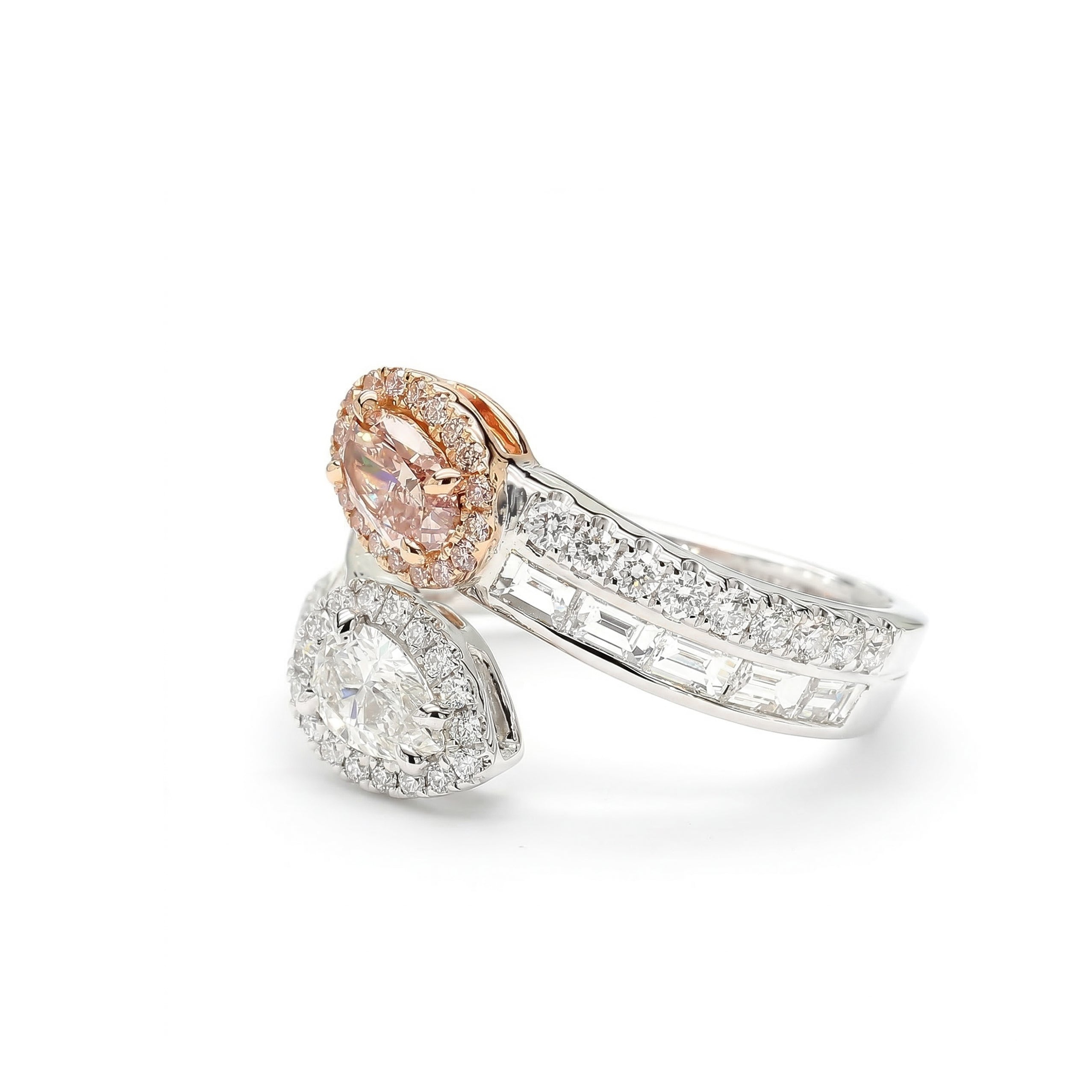 Natural Orange & White Diamond Crossover Ring | GIA Certified product image 2
