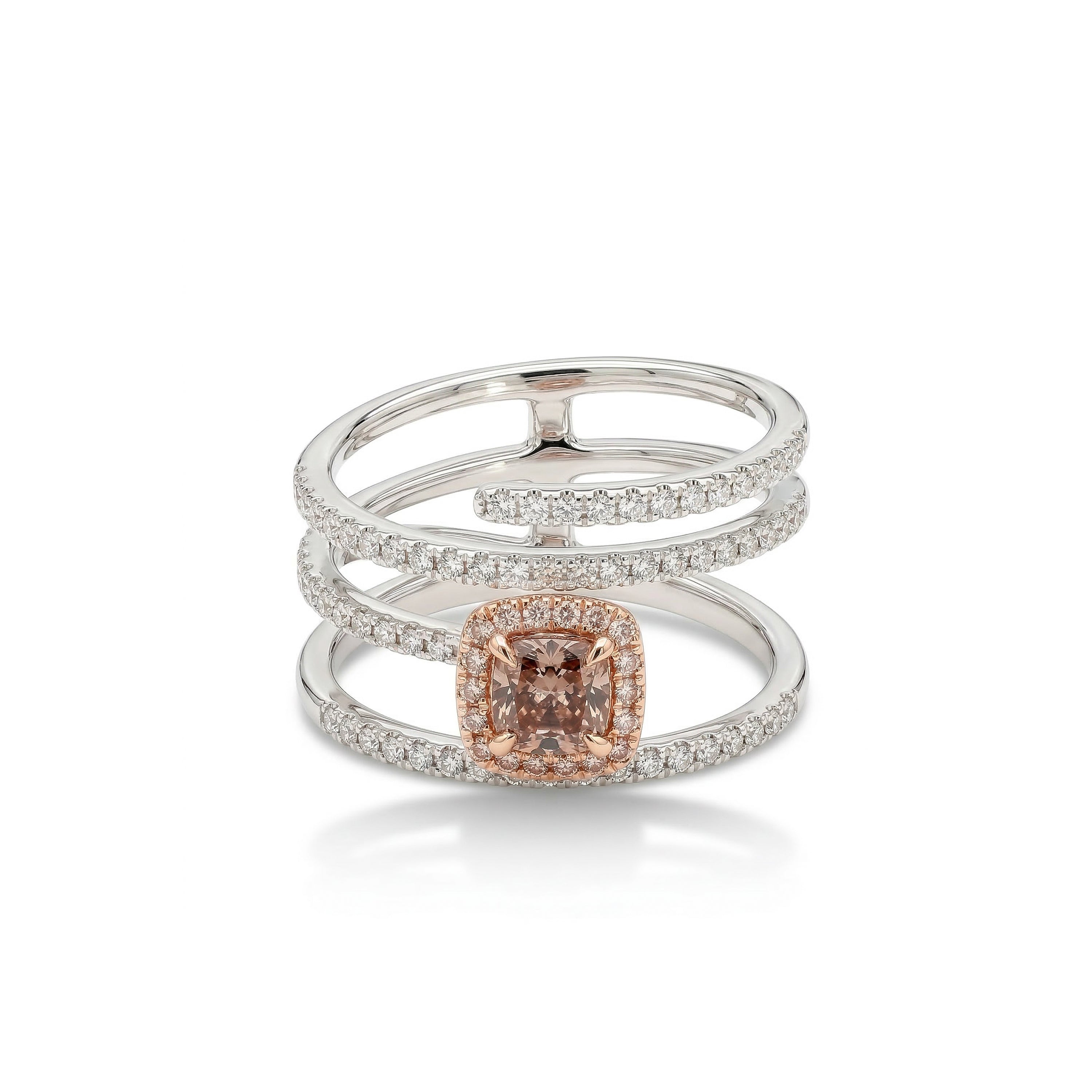 Natural Pink Cushion Diamond Spiral Ring | GIA Certified product image 1