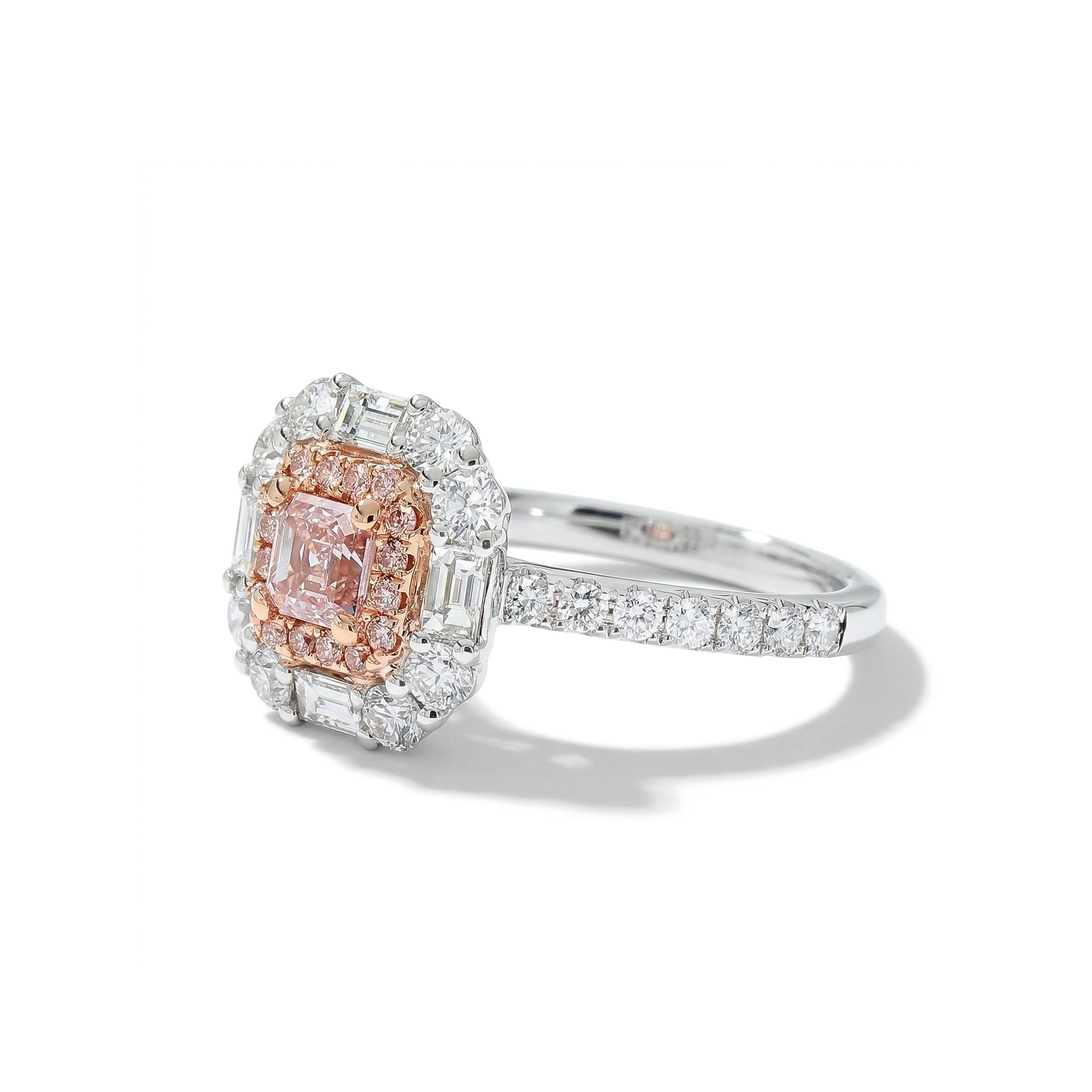 Natural Pink Asscher Diamond Halo Ring | GIA Certified product image 2