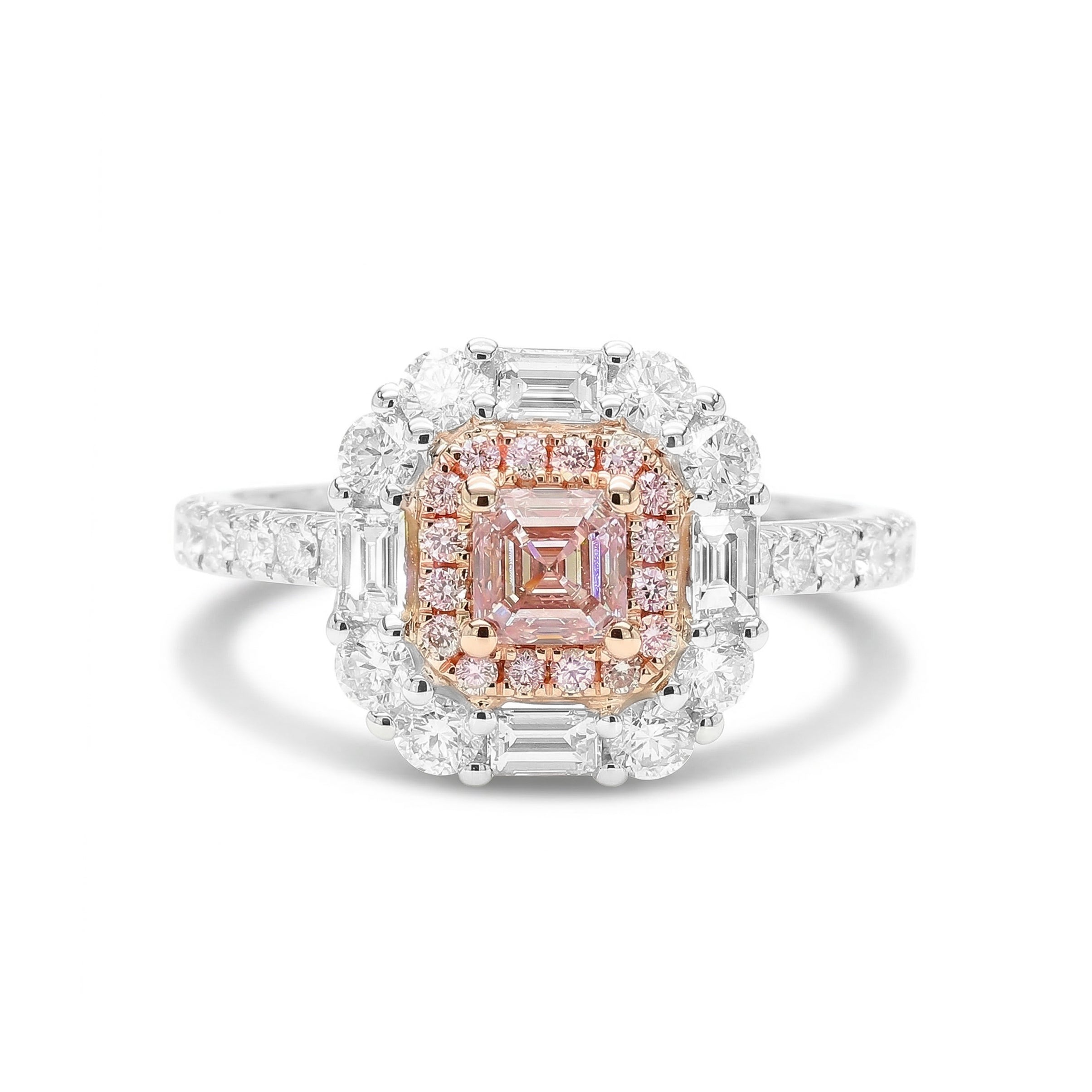 Natural Pink Asscher Diamond Halo Ring | GIA Certified product image 1
