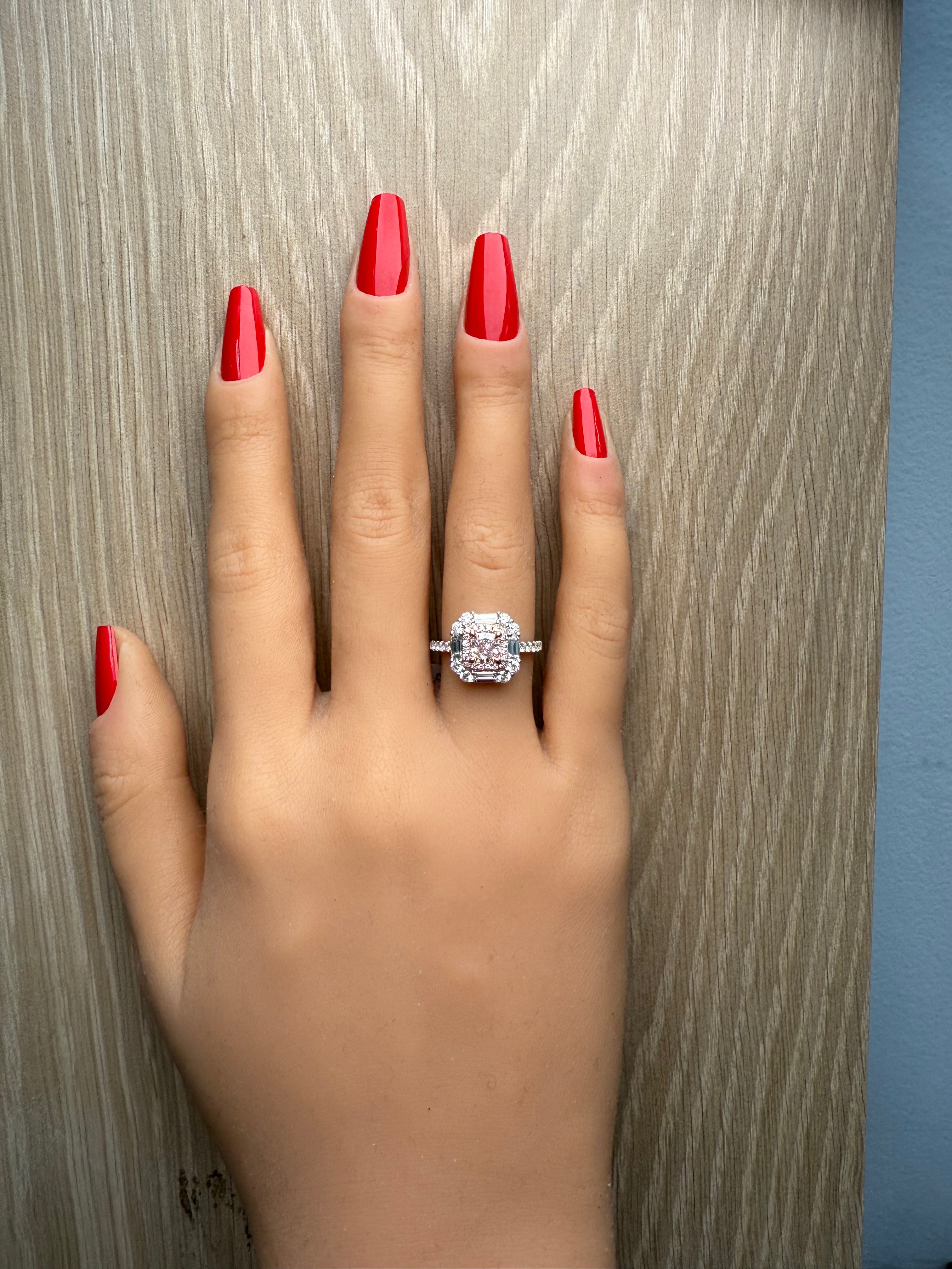 Natural Purple Cushion Diamond Ring Gia Certified