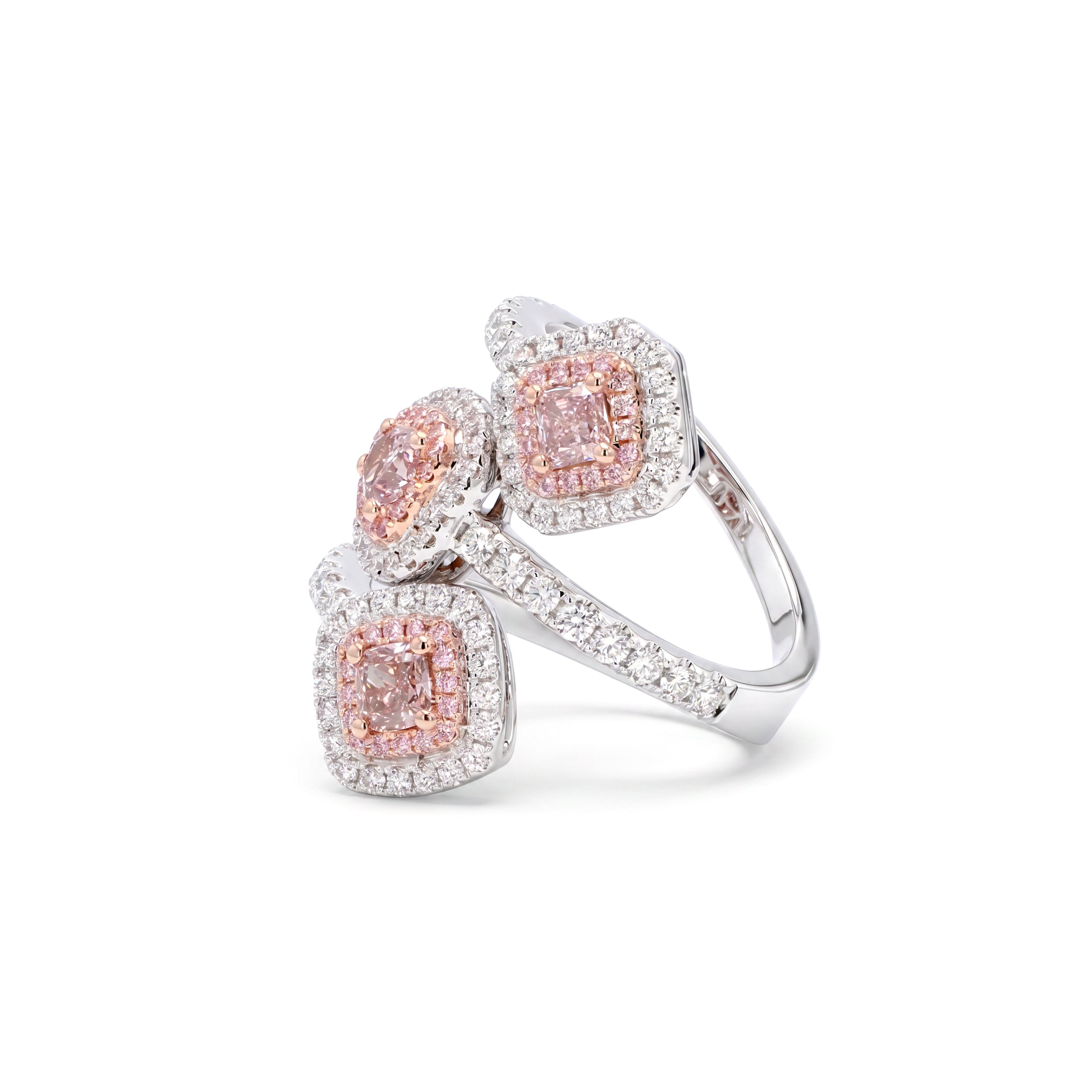 Natural Pink Diamond Crossover Ring | GIA CERTIFIED