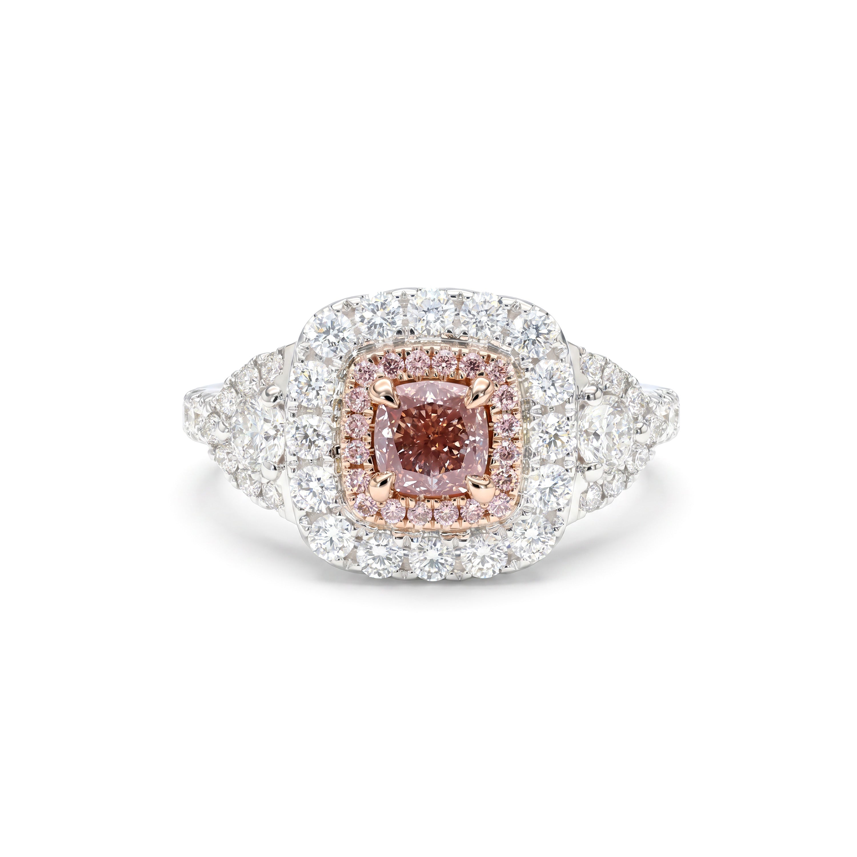Natural Pink Cushion Diamond Halo Ring | GIA CERTIFIED